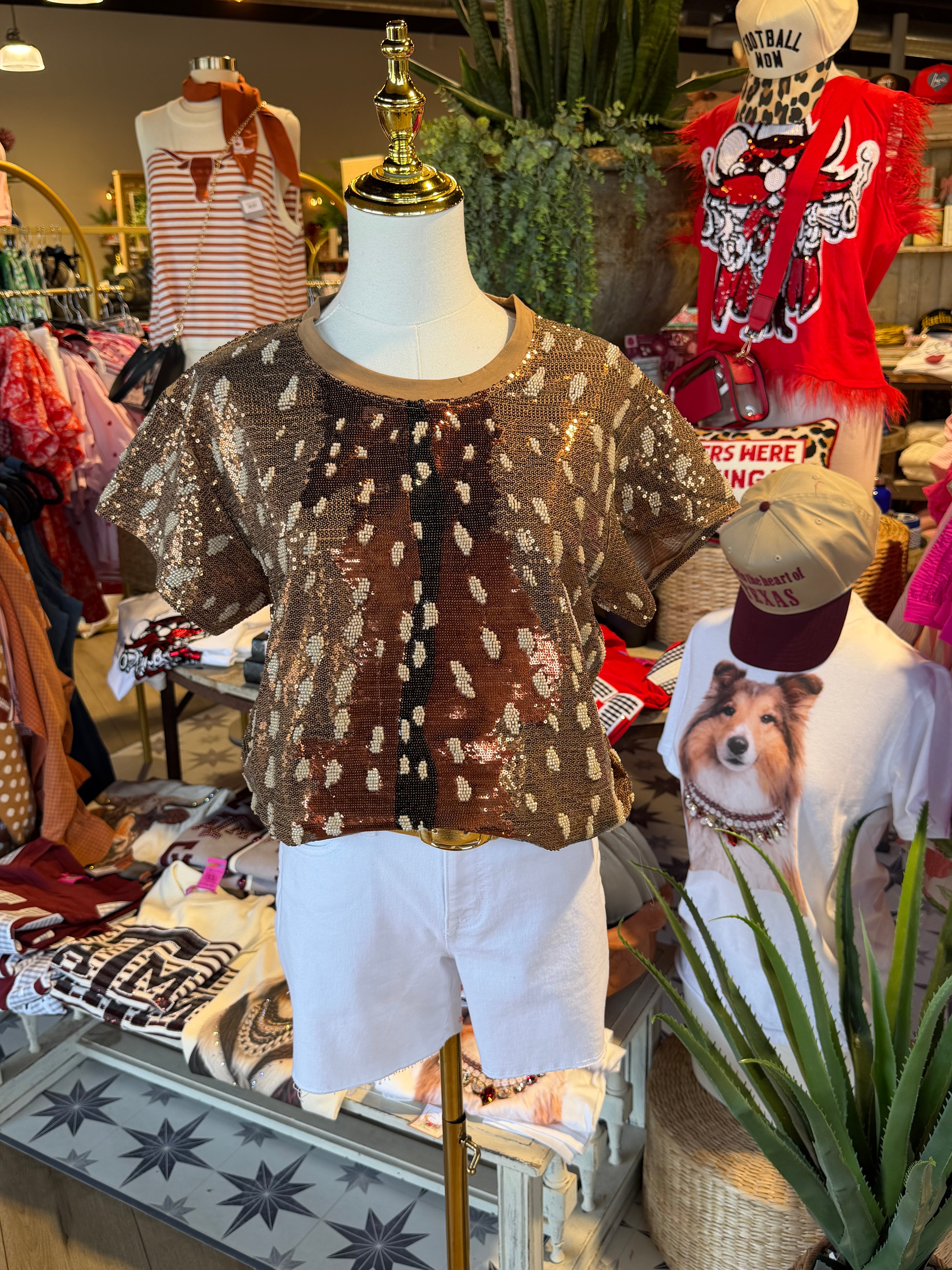 Sequin Deer Tee