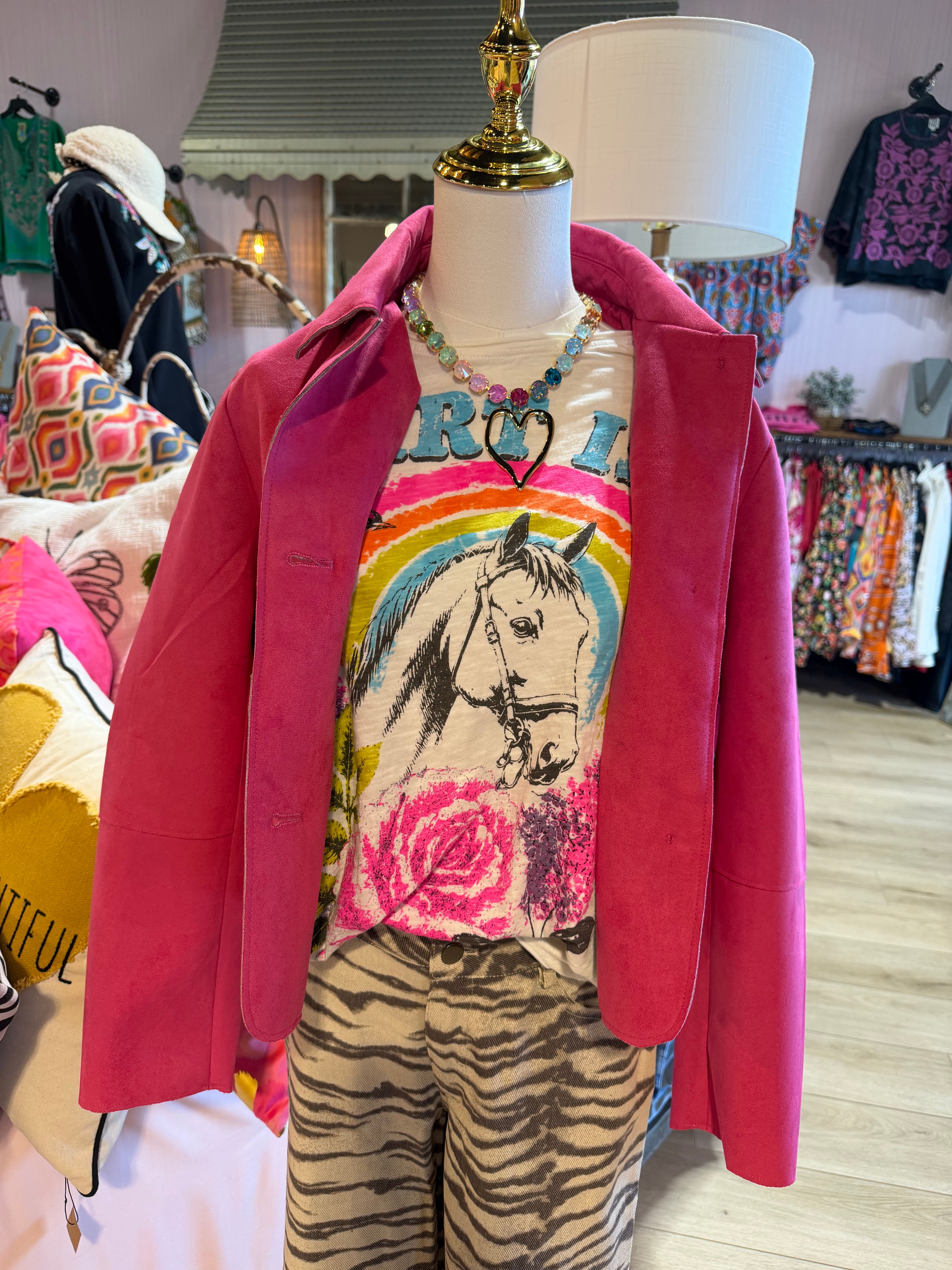 Pink Suede Pocket Jacket