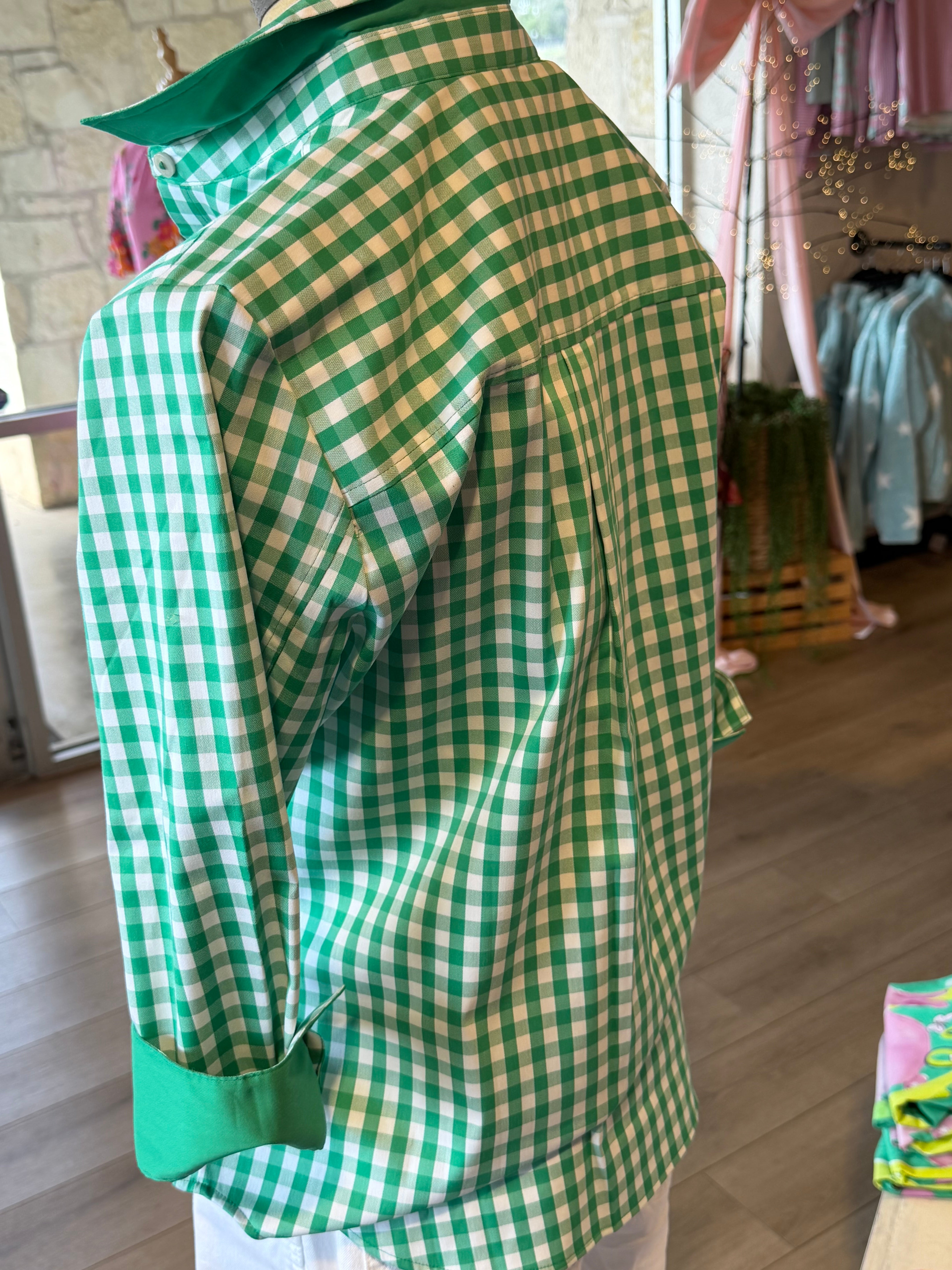 Green Gingham Top