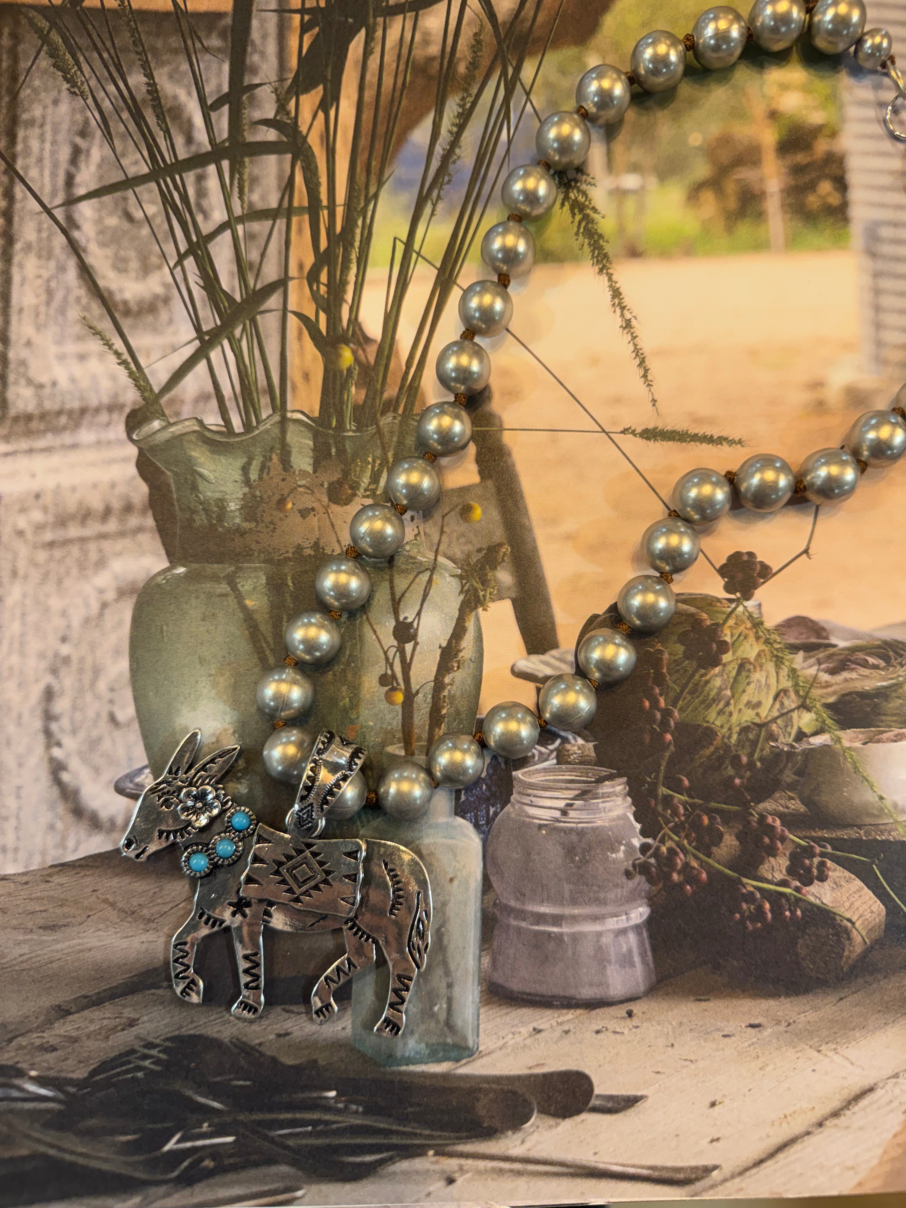 Donkey With Turquoise Necklace