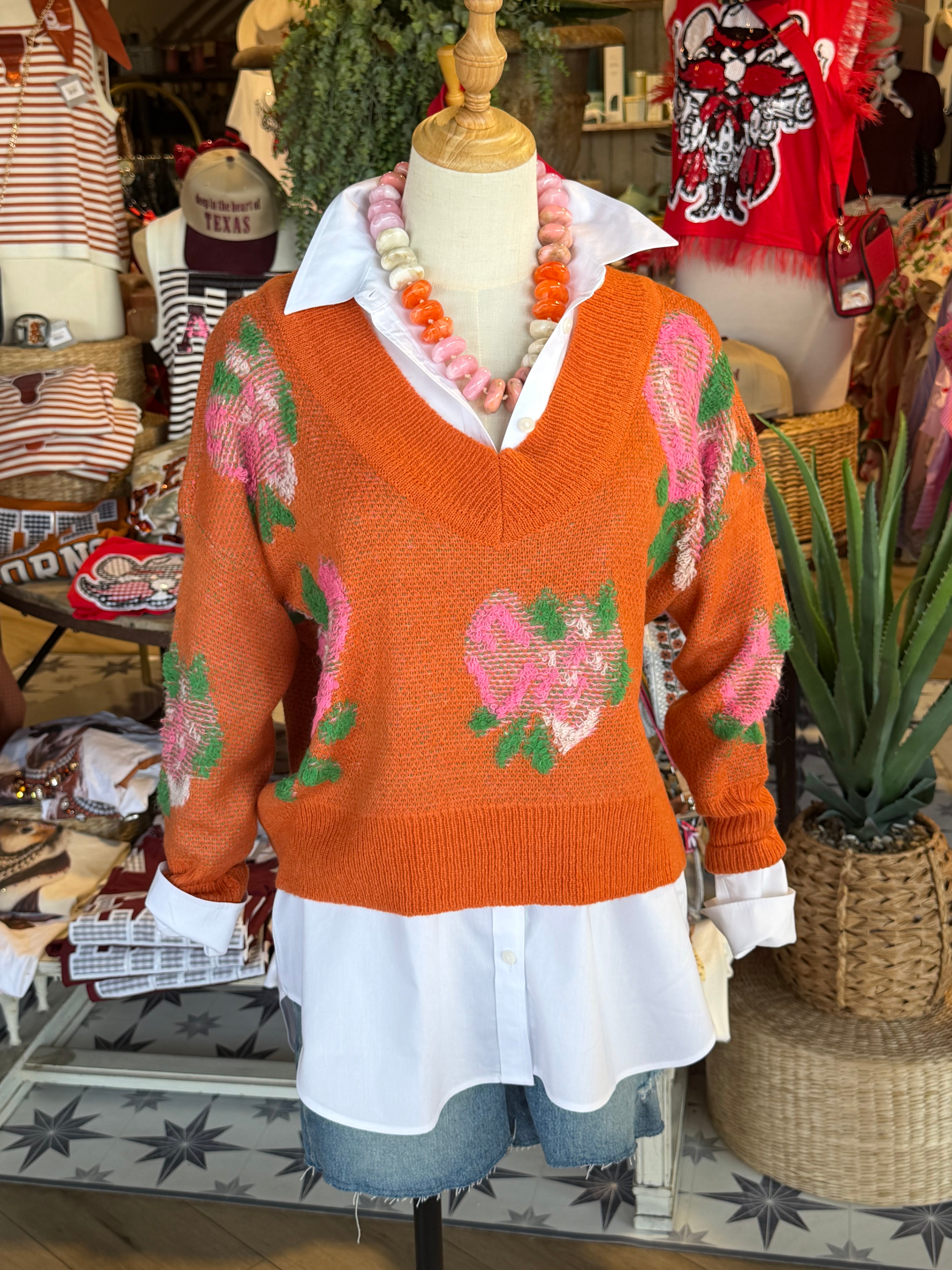 3D  Floral Sweater