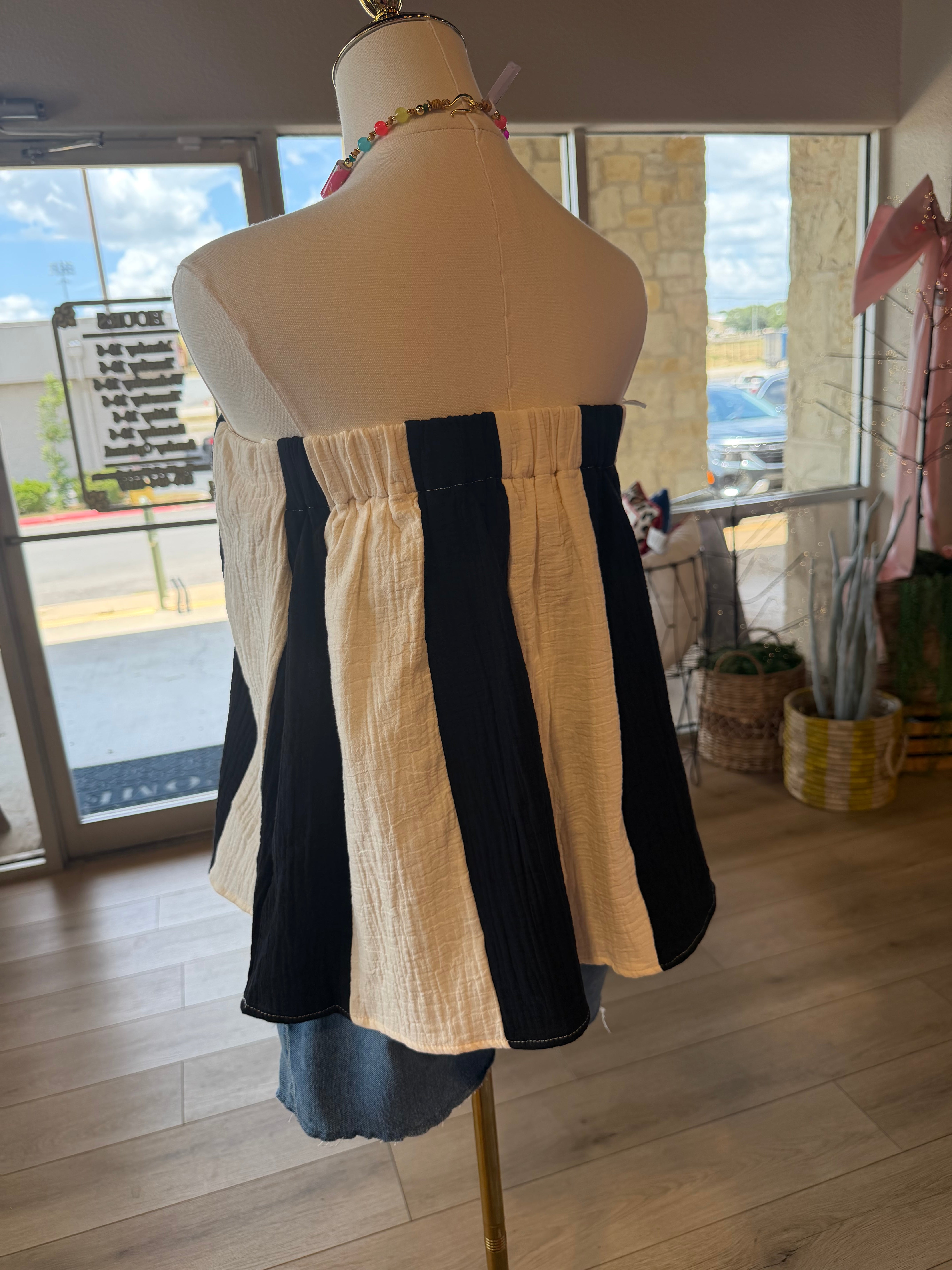 Lola Striped Tube Neck Strapless Top