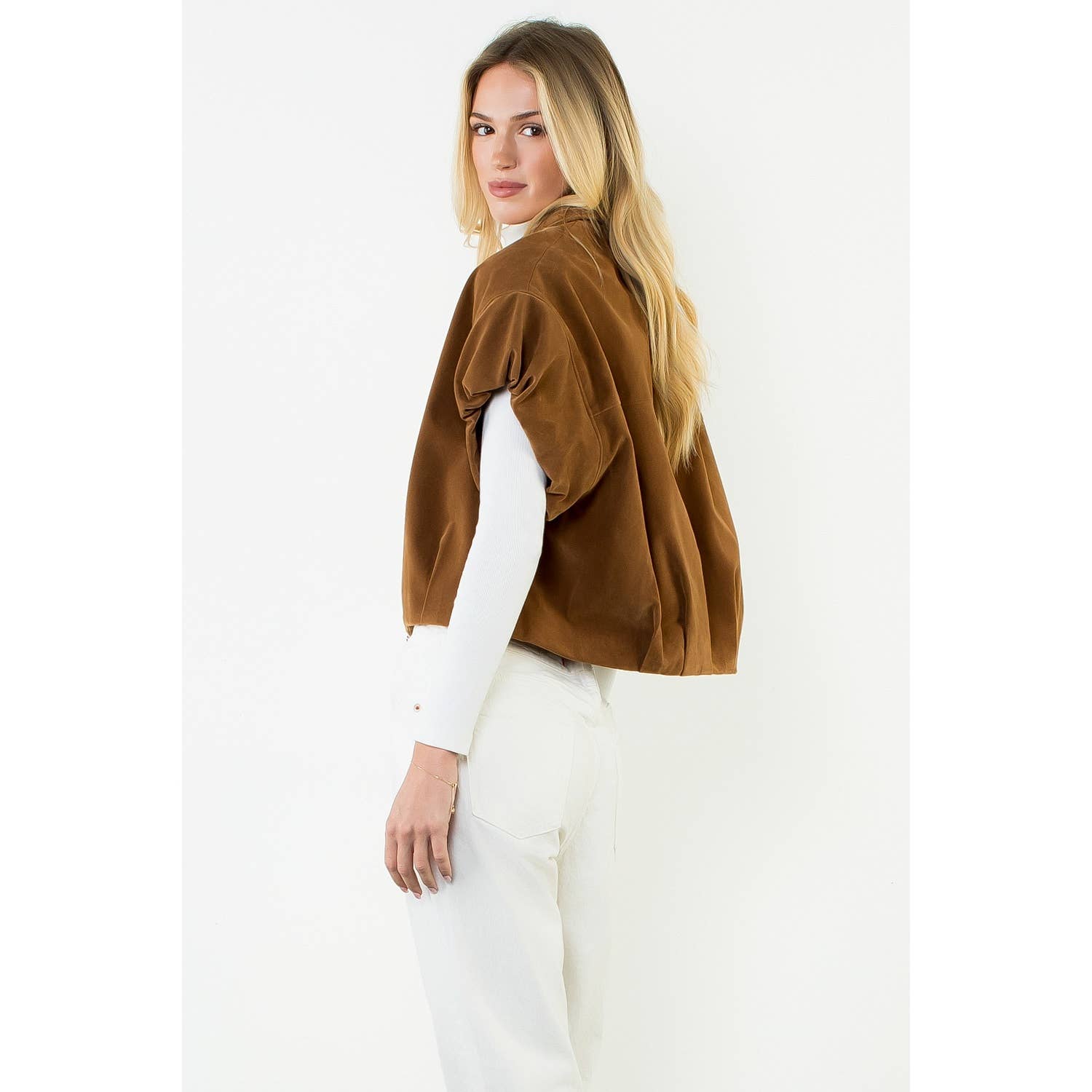 Sleeveless Suede Zip Jacket