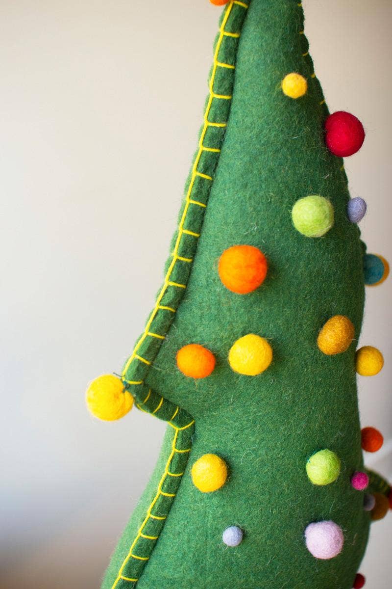 LARGE FELT CHRISTMAS TREE ON WOOD BASE