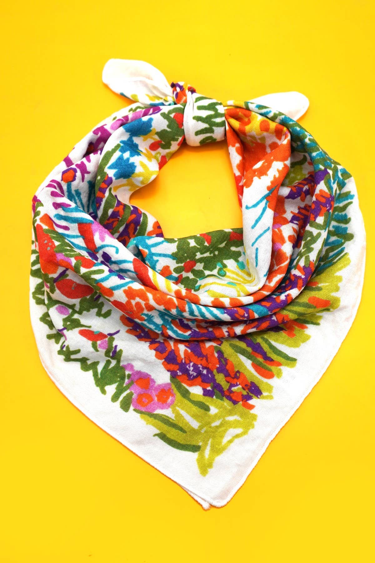 COTTON FLORAL PRINT SILKY FEELING BANDANA SCARF |