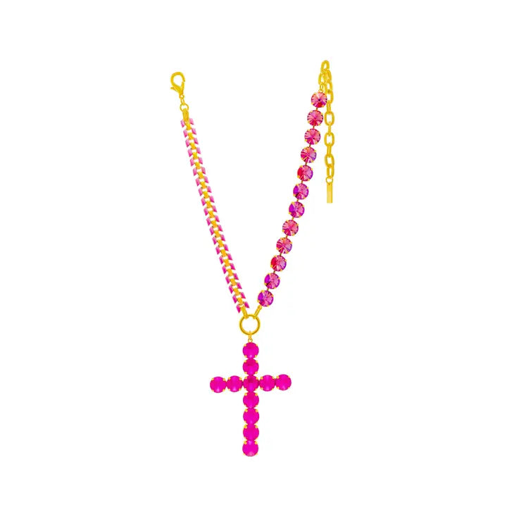 Mystical Fuchsia Cross Necklace