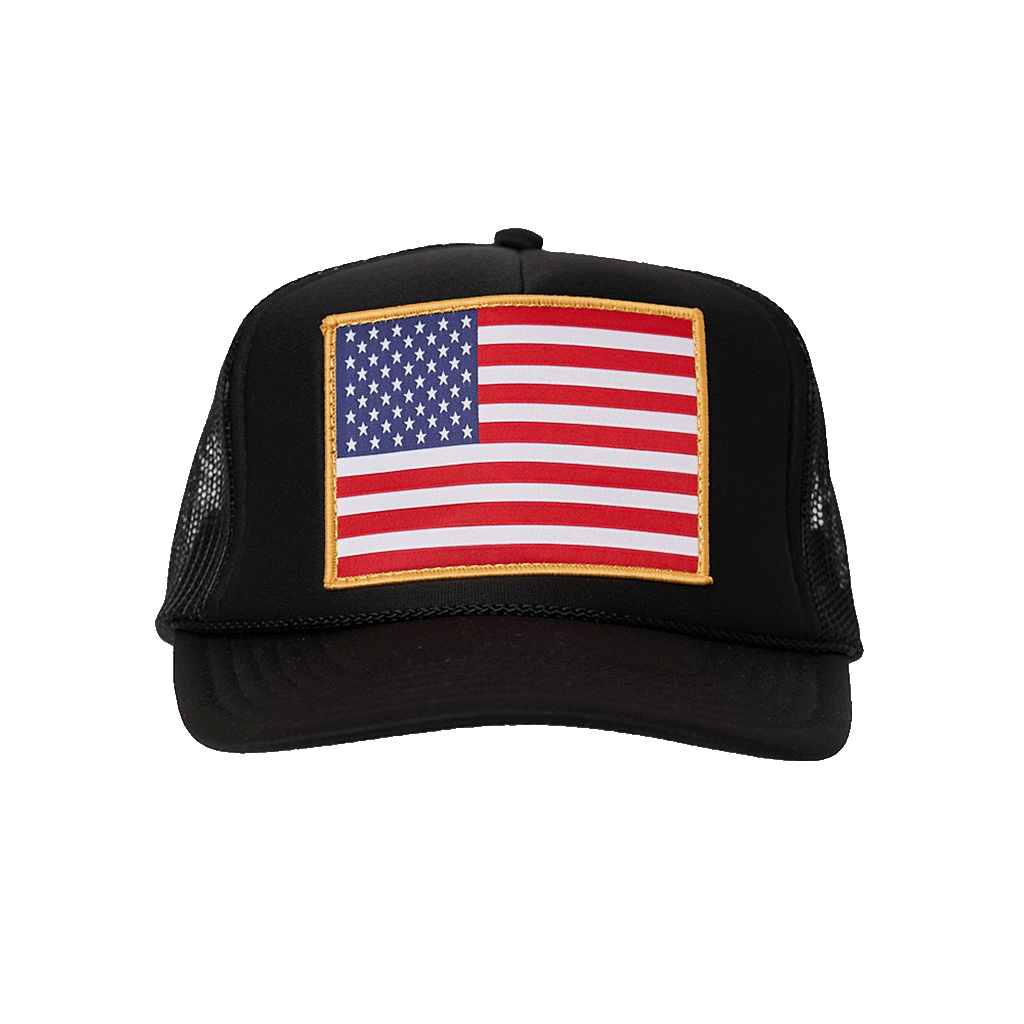 American Flag Patch Trucker Hat