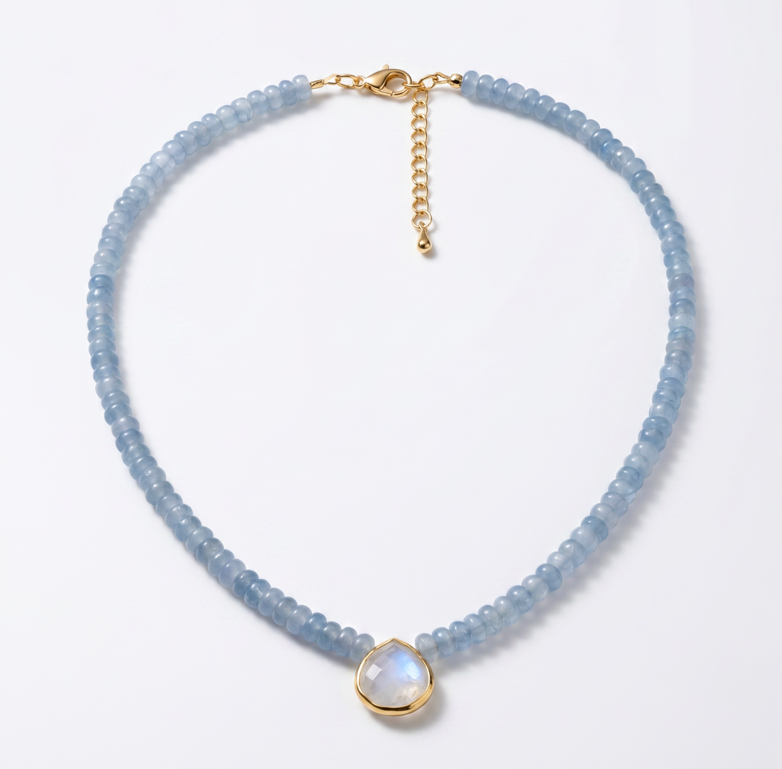 Something Blue Moonstone Bezel Necklace