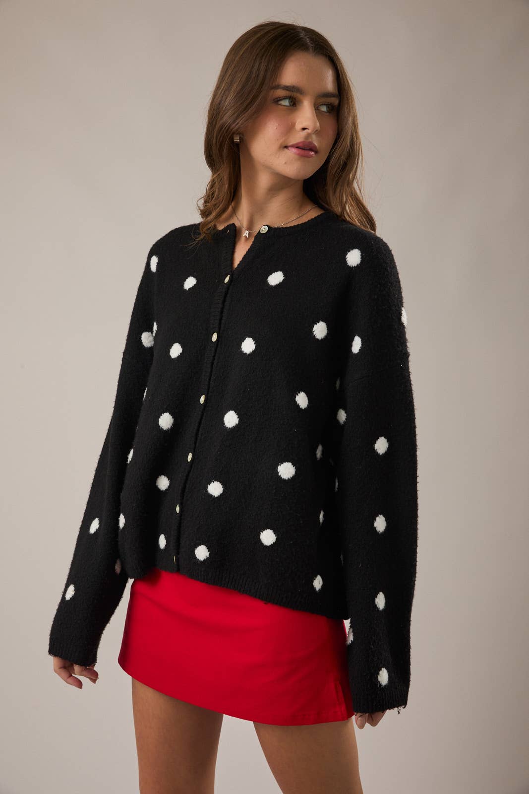 POLKA DOT SWEATER CARDIGAN