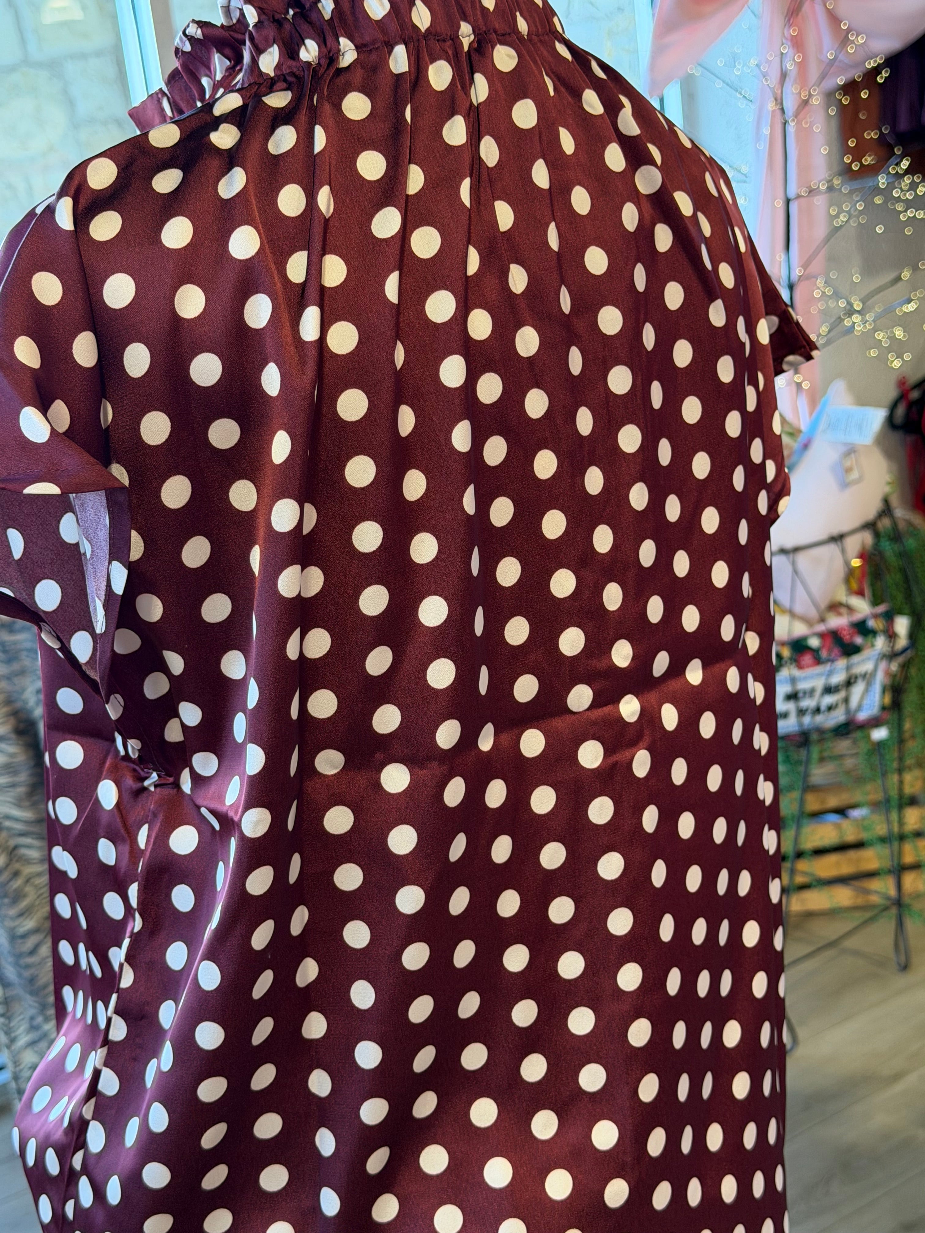 Maroon Polka Dot Top