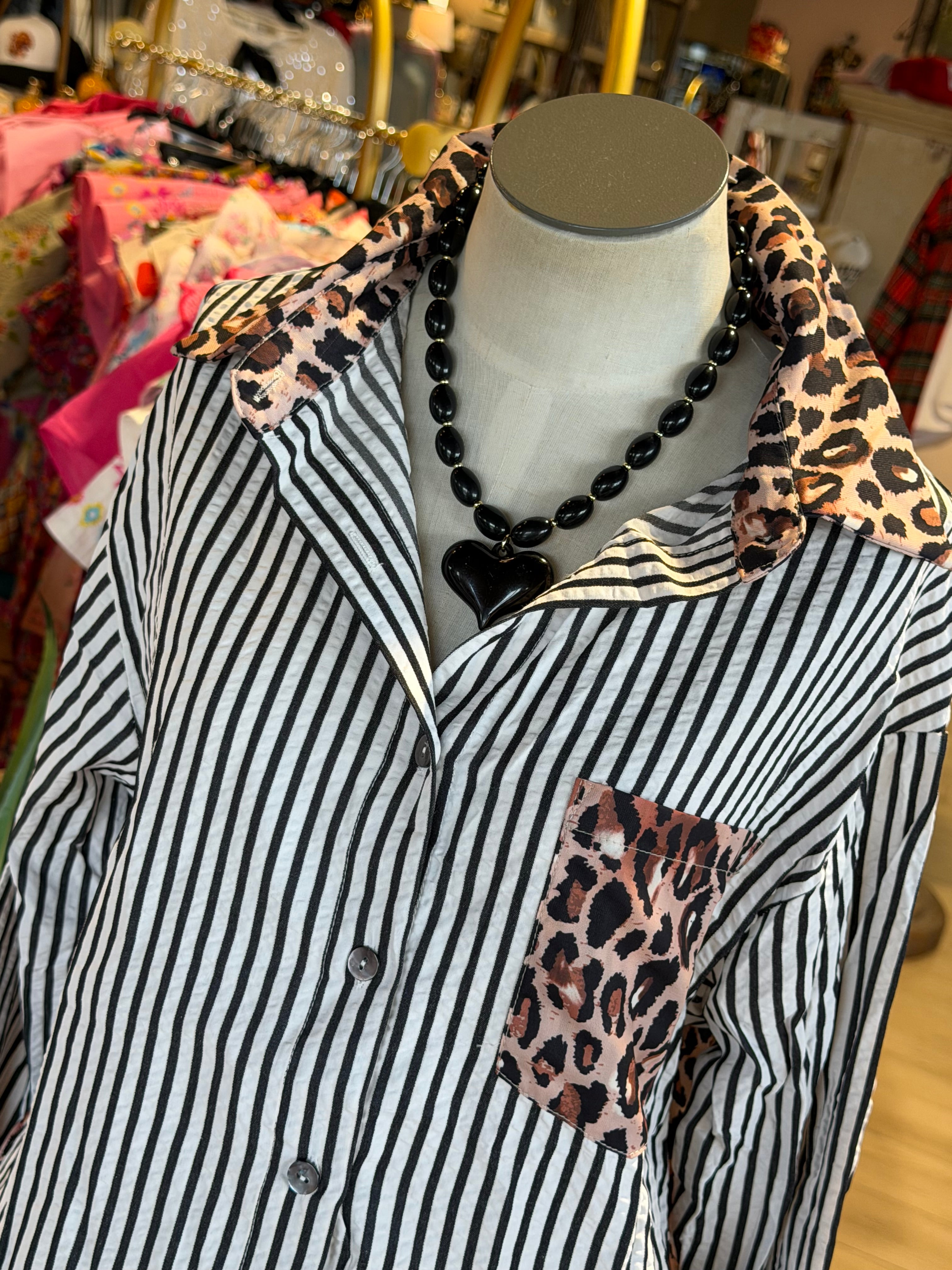 Unexpected Leopard Stripe Top