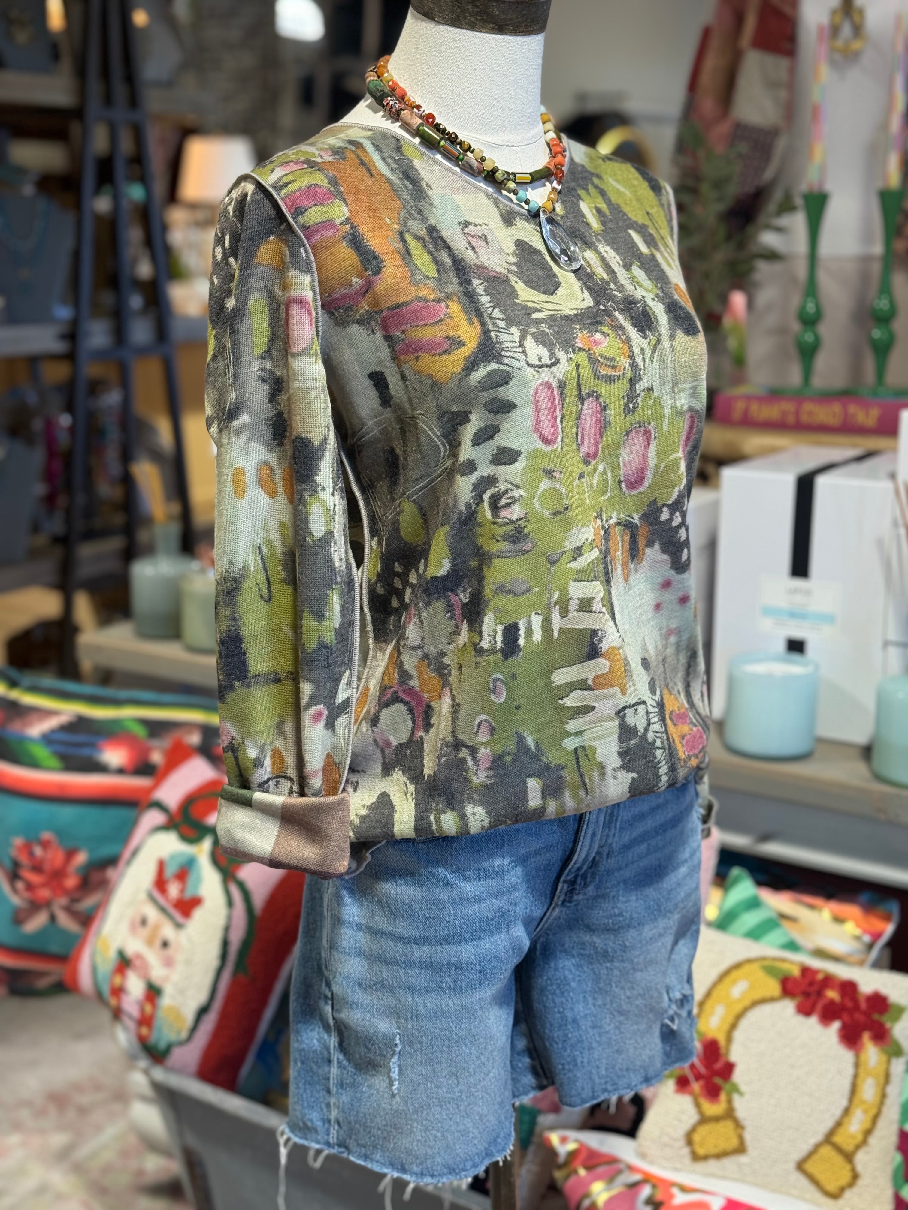 Abstract Printed Reversible Top