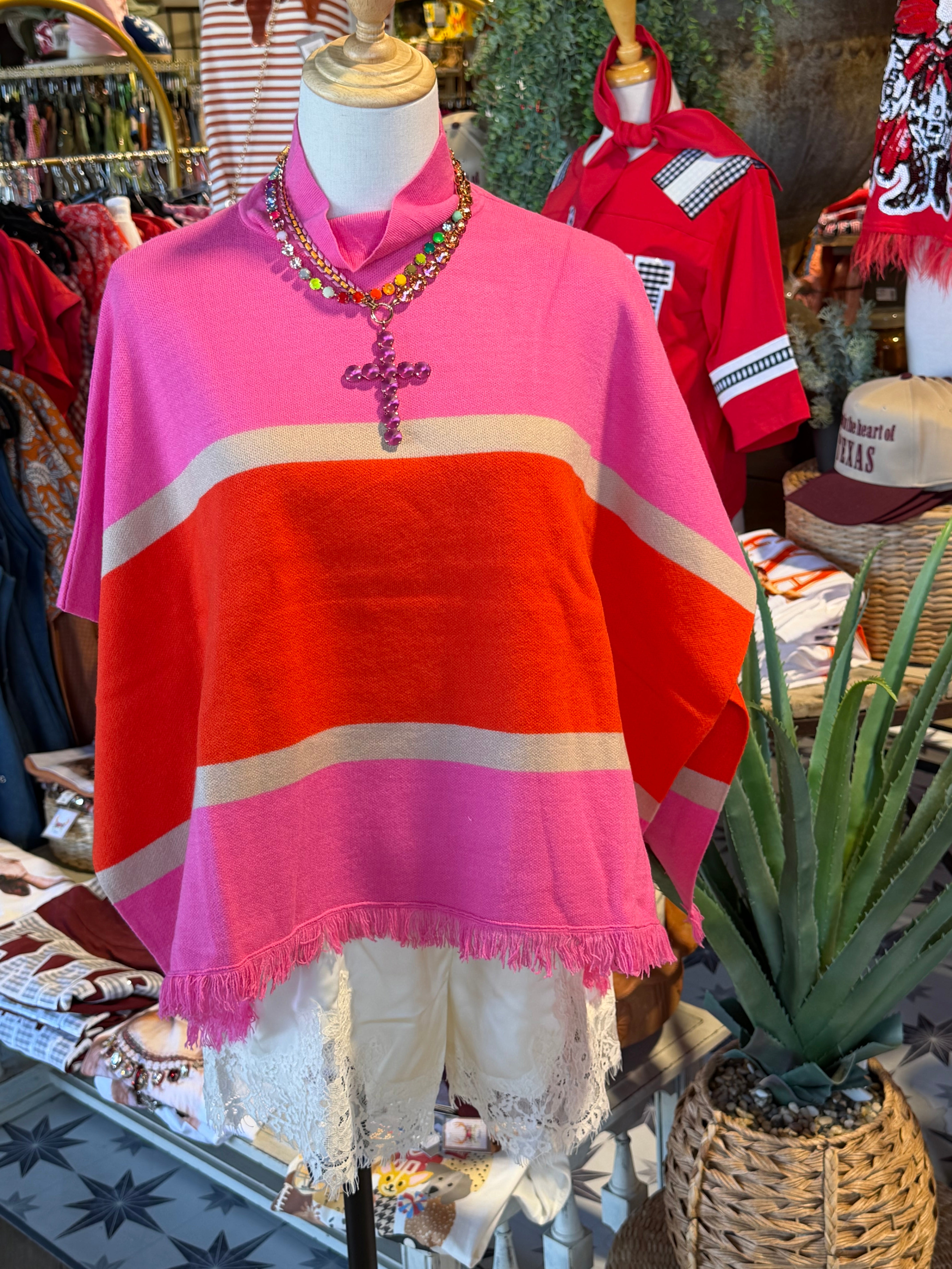 Colorblocked Poncho