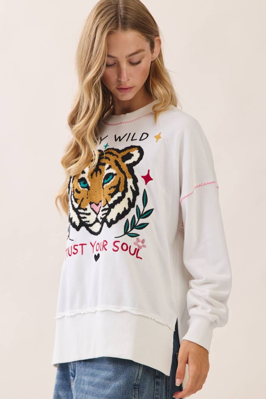 Tiger Applique Sweatshirt- 2 Colors