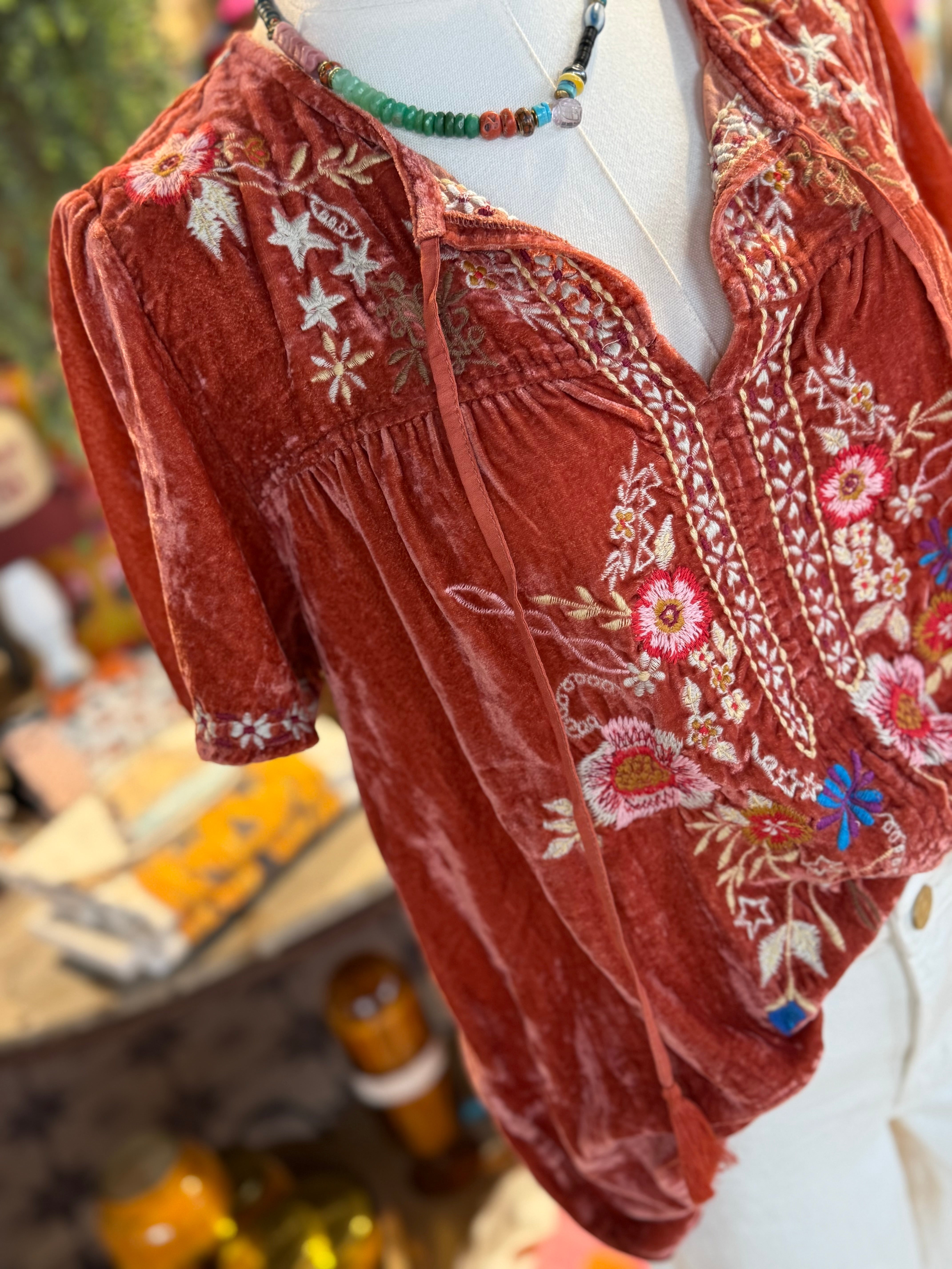 Summer Fig Embroidered Top