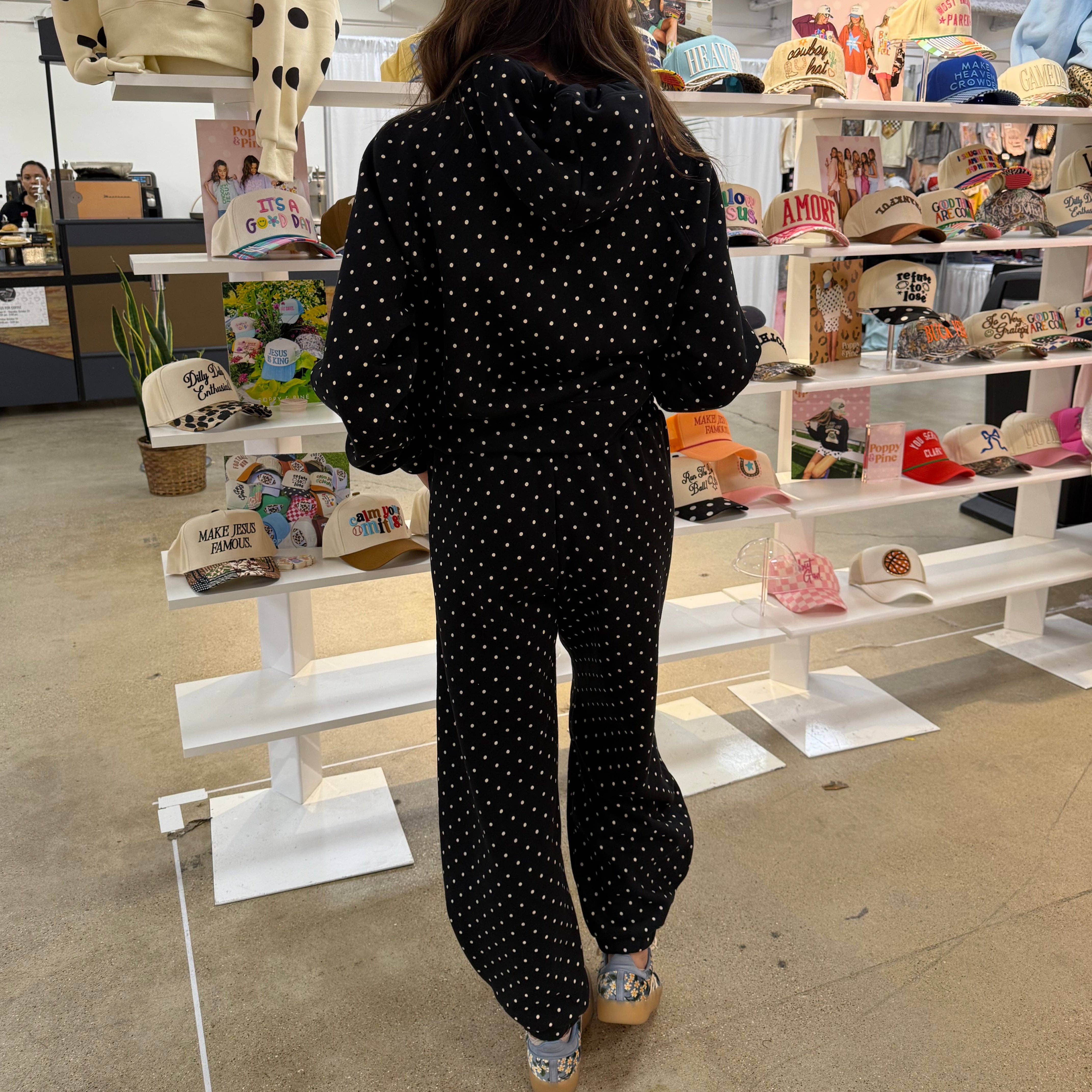 Black Ivory Polka Dot Sweatsuit Set