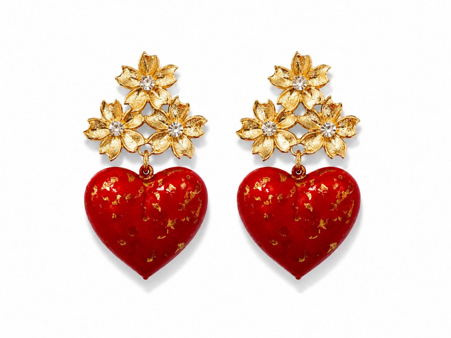 The Red Puff Heart Earring in True Red