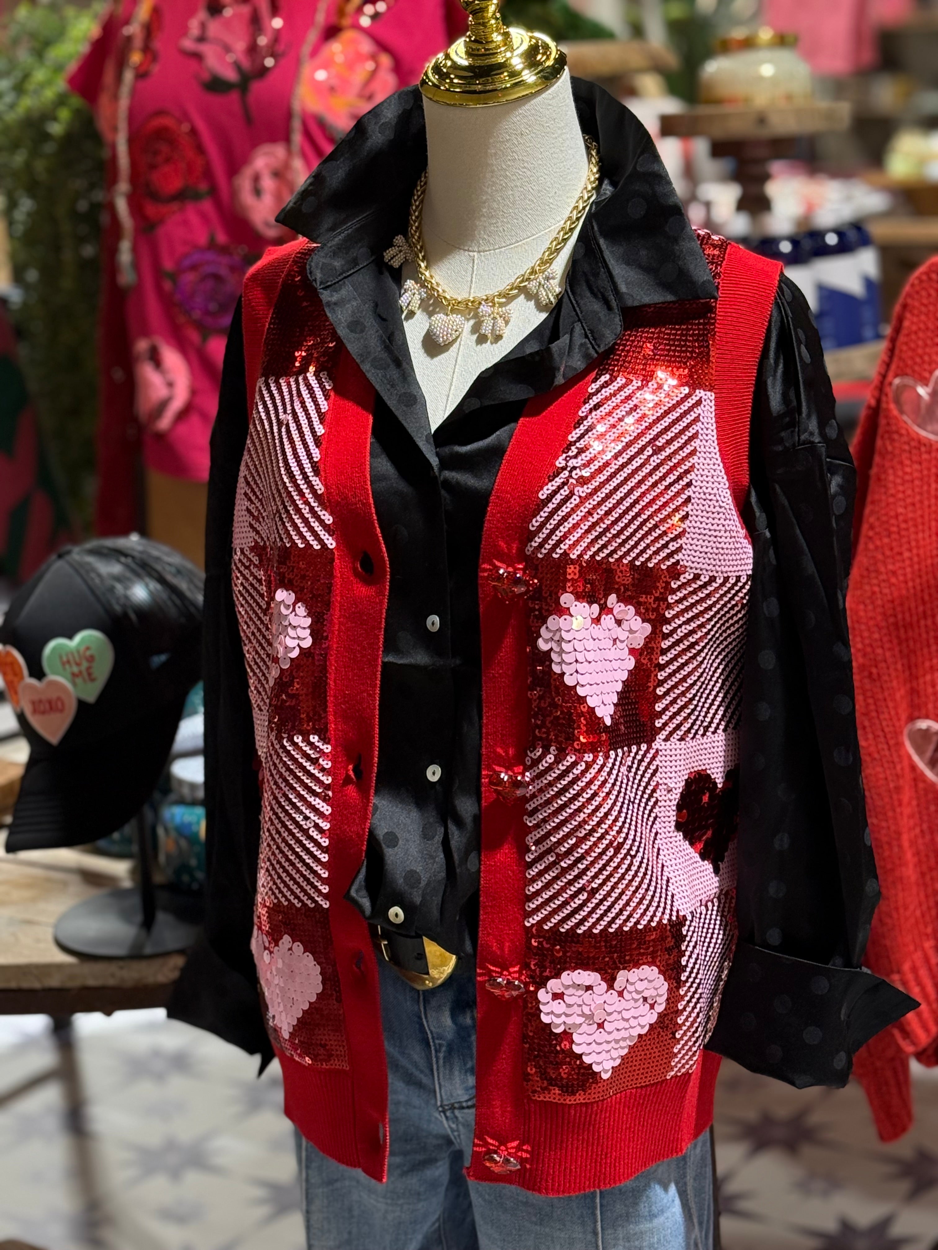 Sequin Checkered Vest