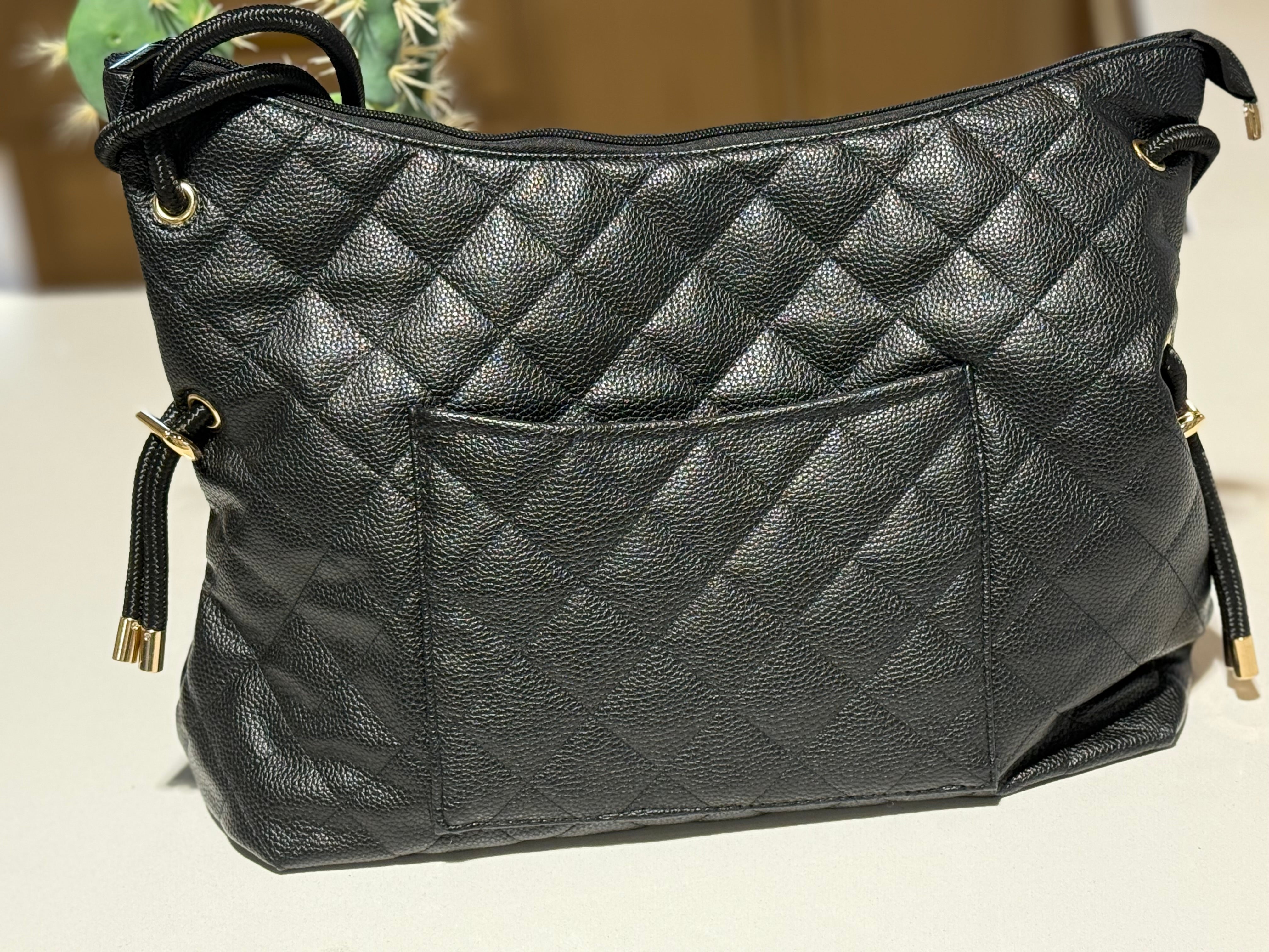 Stacey Quilted Black Bag