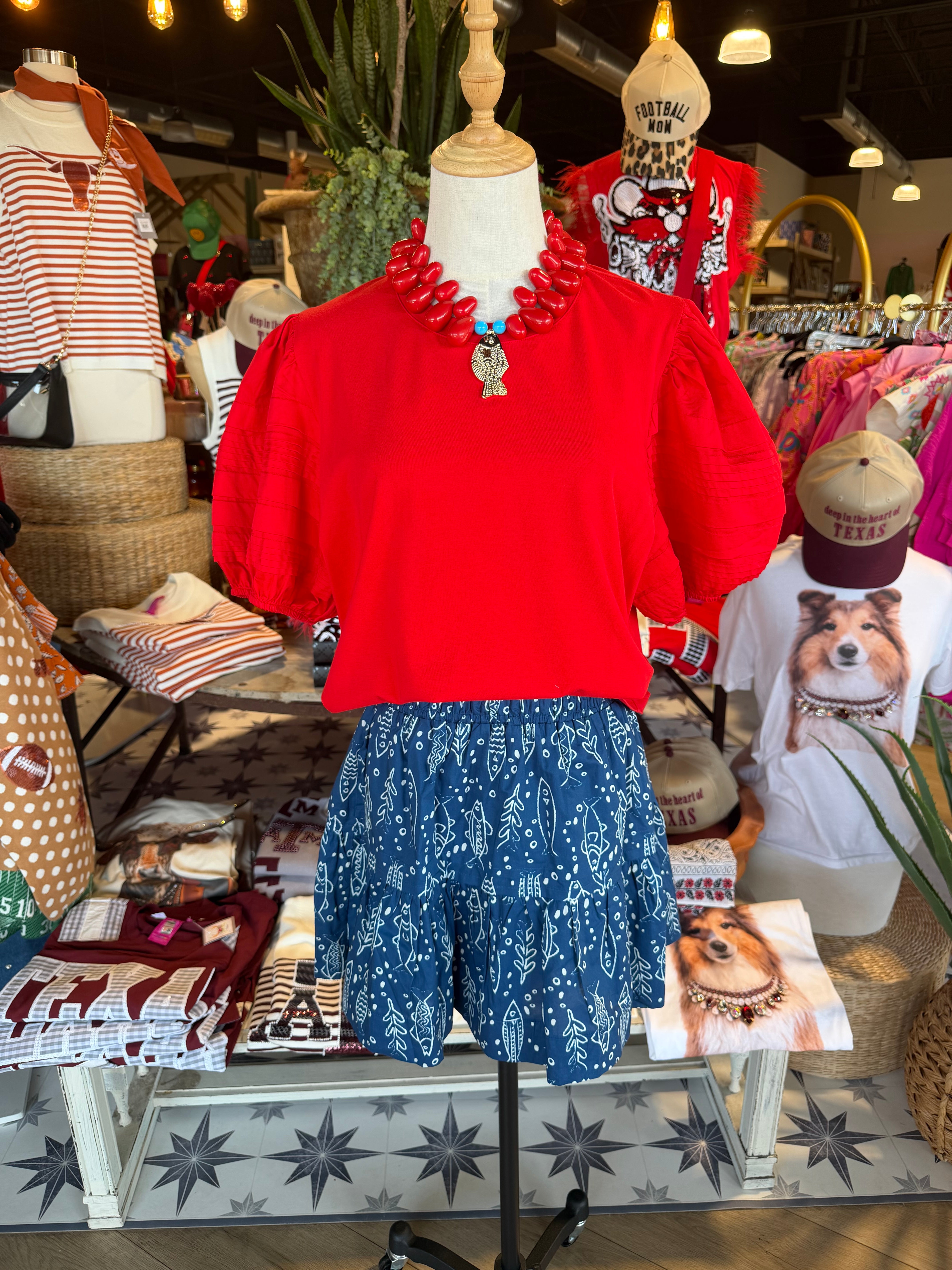High Waisted Short Fish Print Skirt
