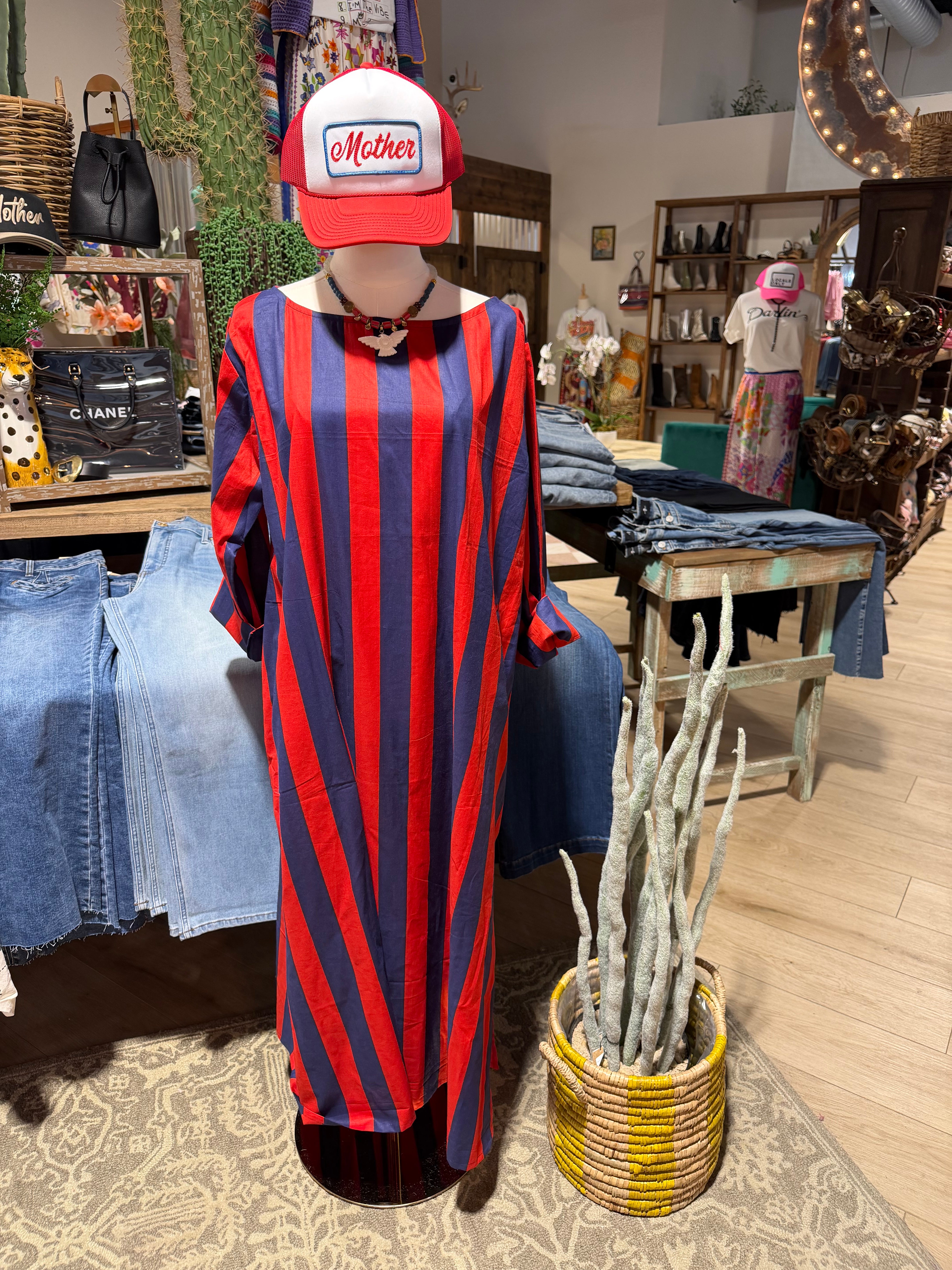 Surf Stripe Off the Shoulder Dress