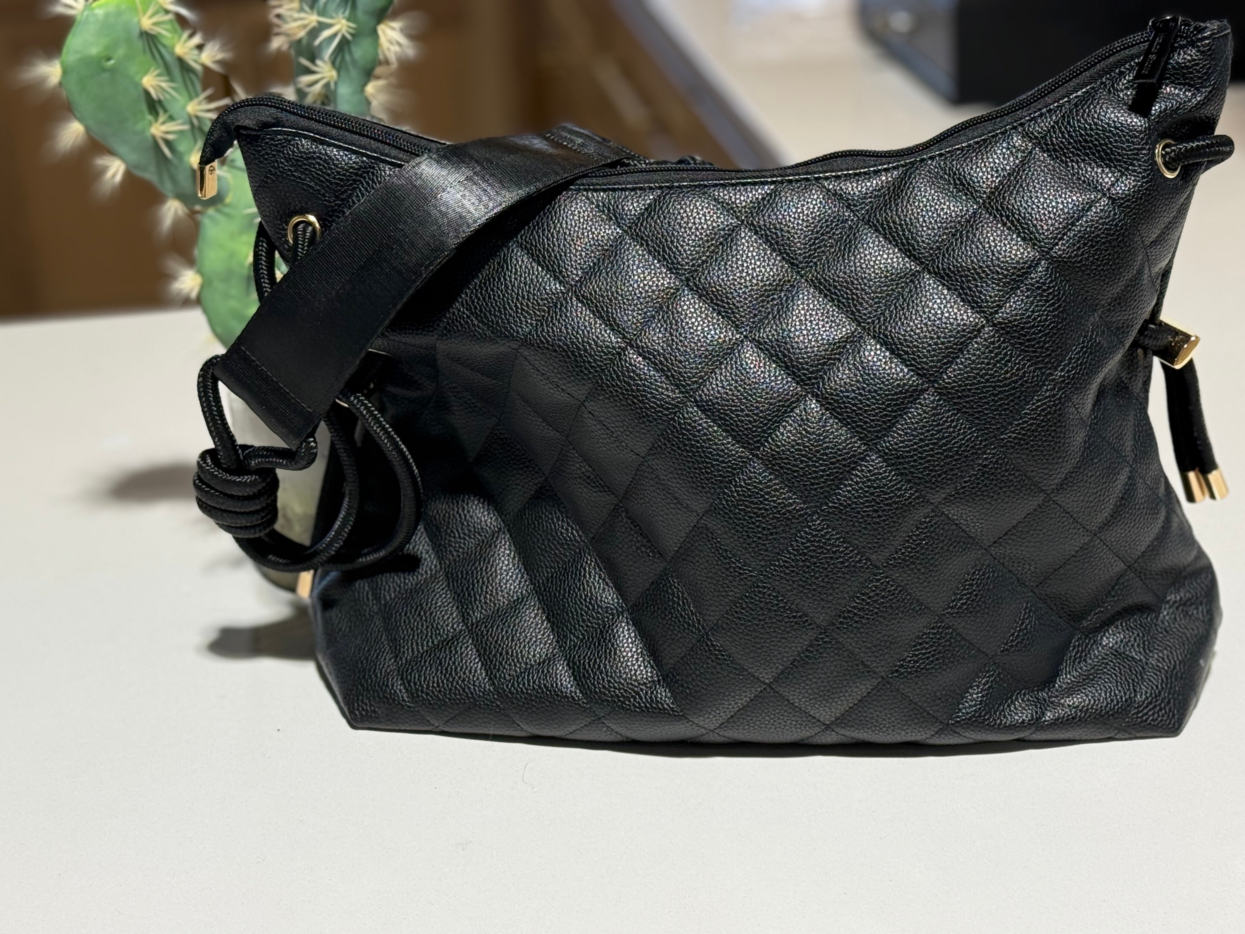 Stacey Quilted Black Bag