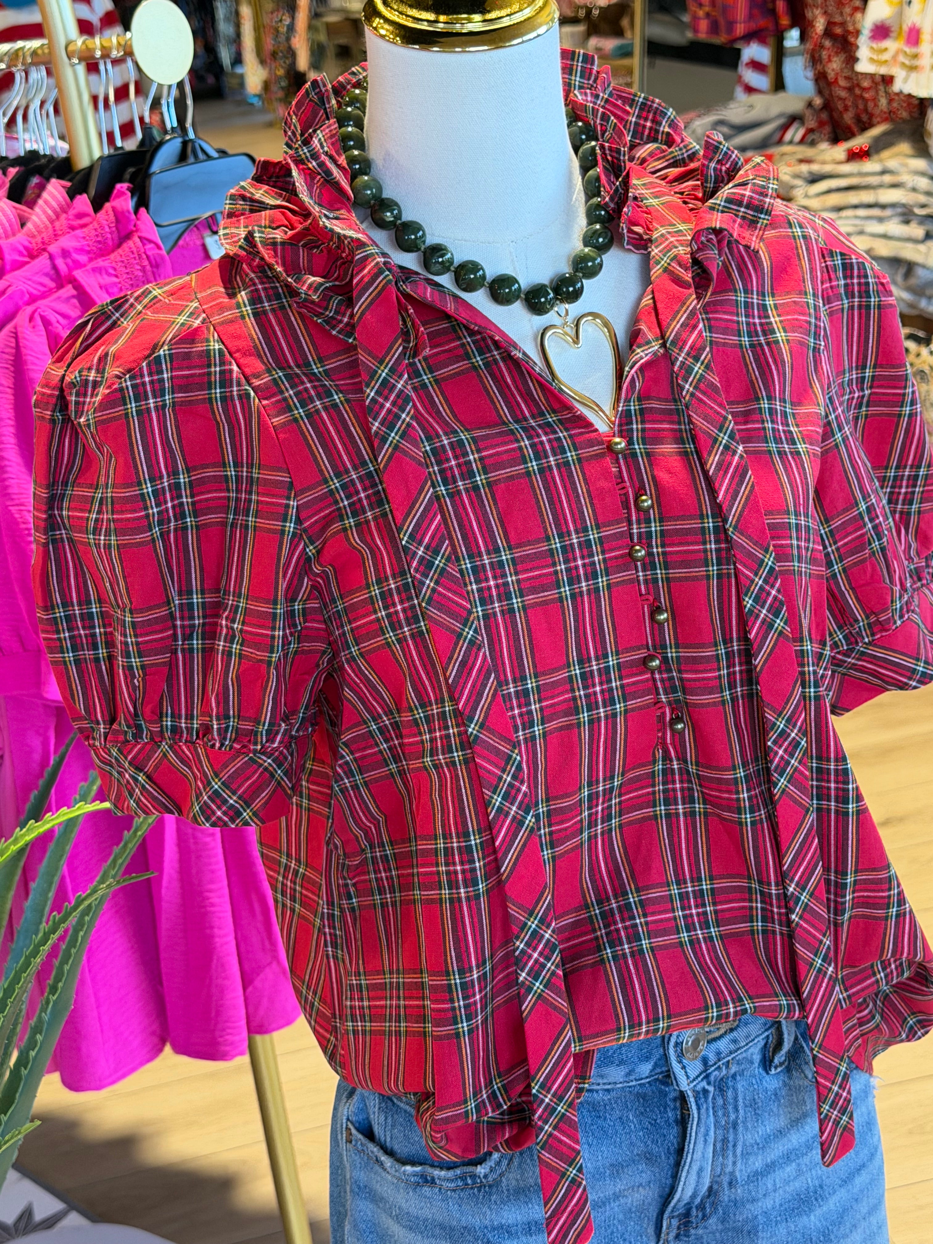 Red Plaid Top