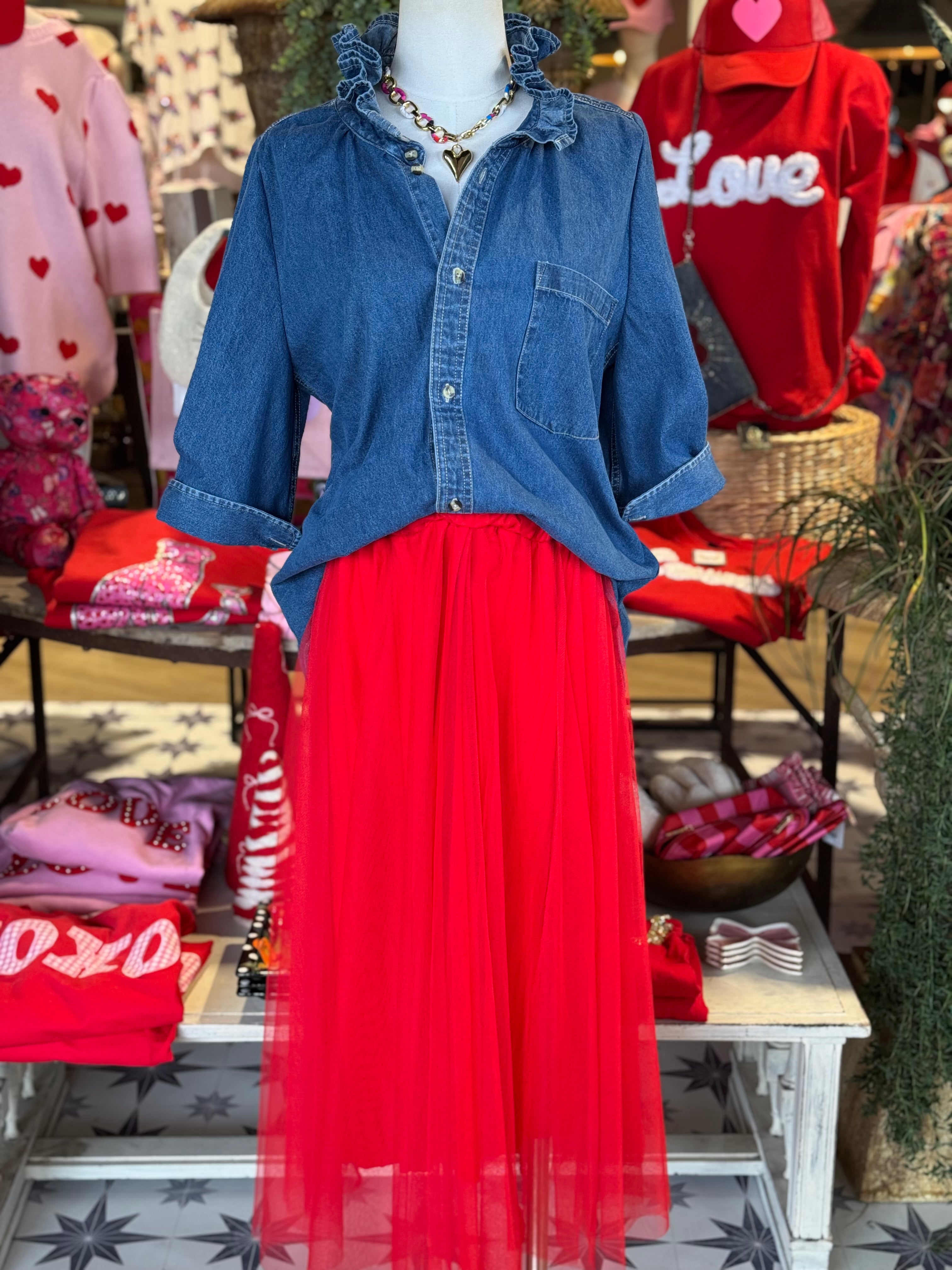 Jewels Tulle Midi Skirt