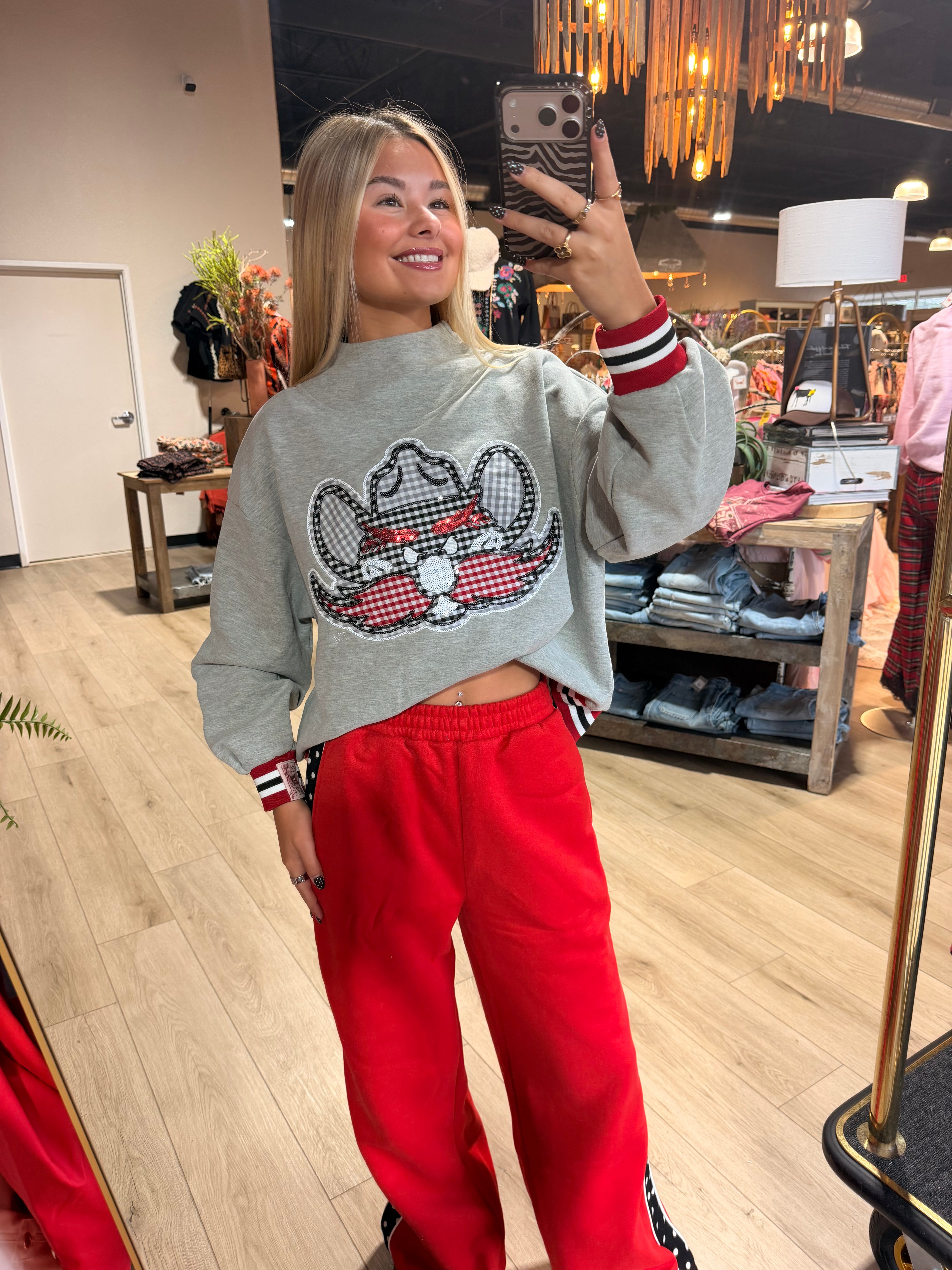 POLKA DOT SIDE STRIPE WIDE LEG SWEATPANTS
