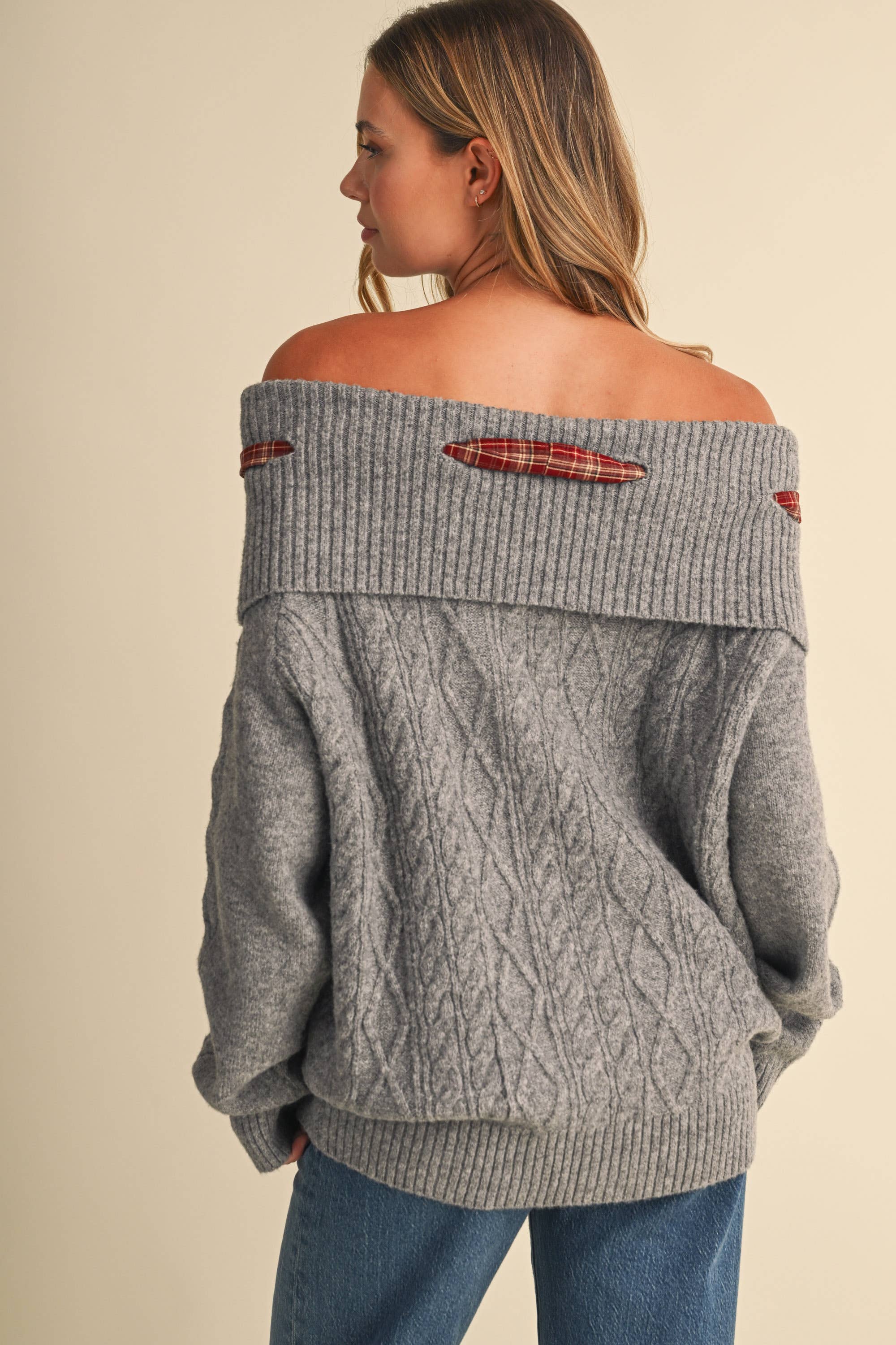 TARTAN BOW SWEATER