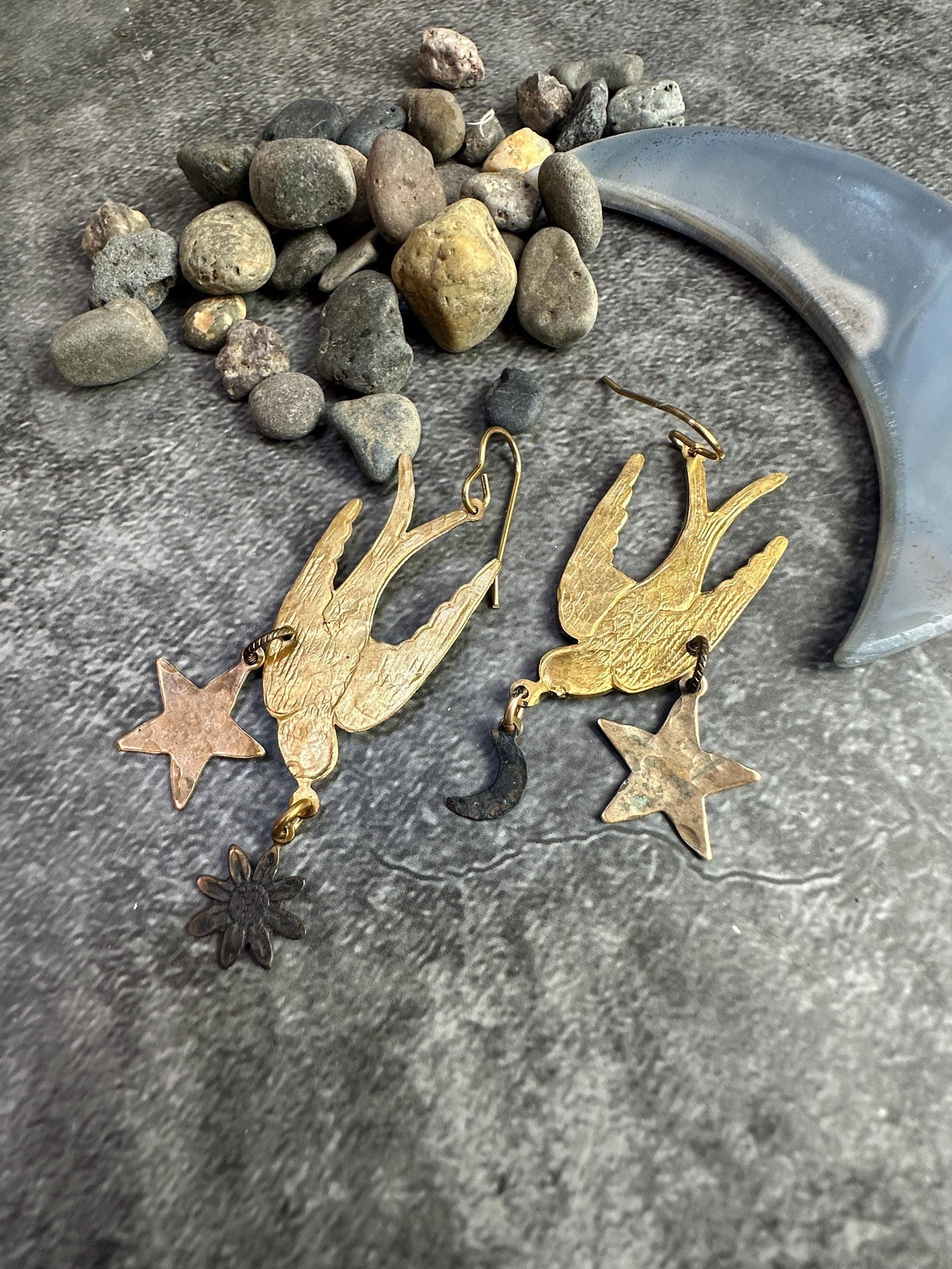Brass Sparrow Earrings