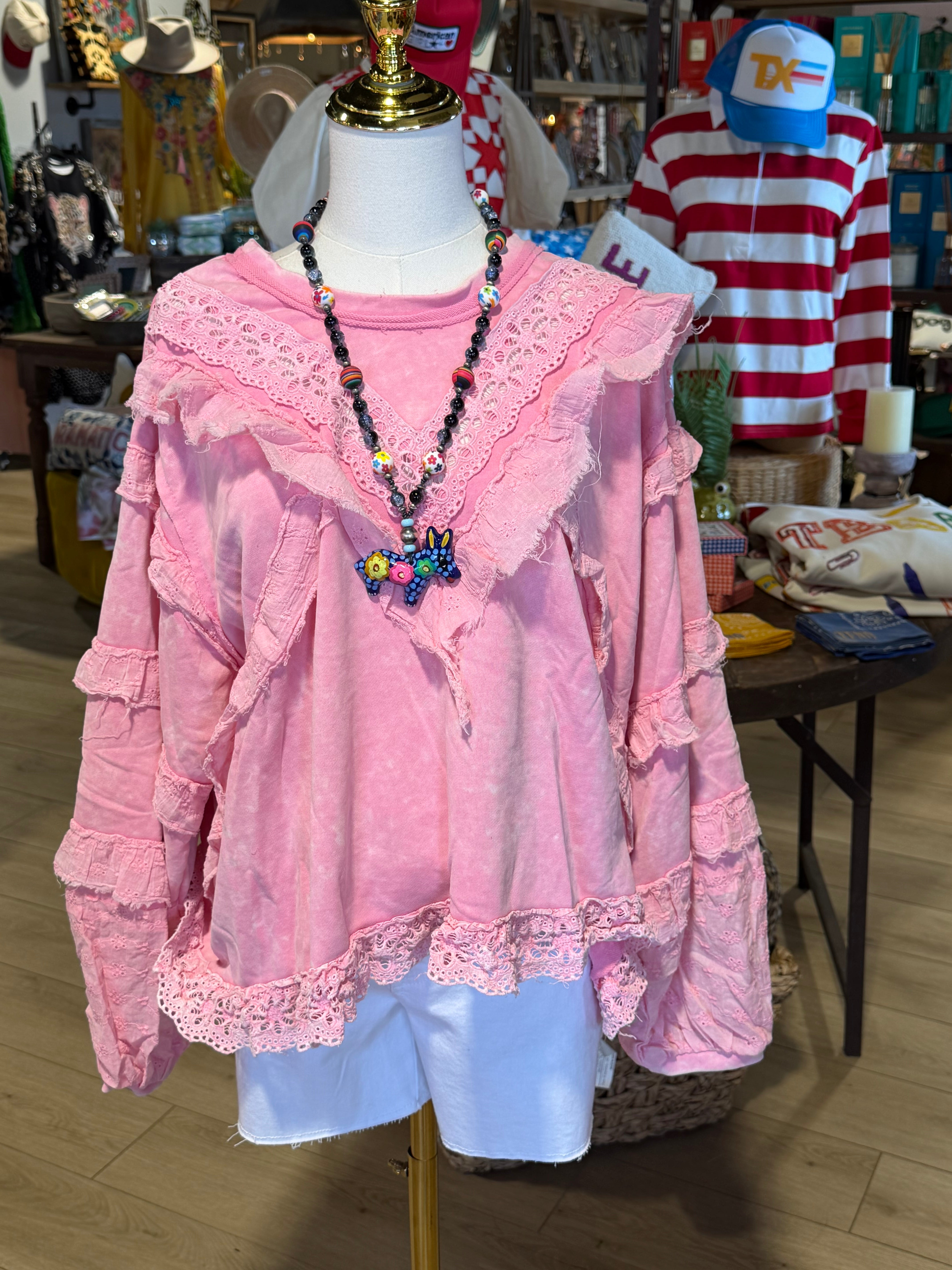 French Terry Eyelet Vintage Top