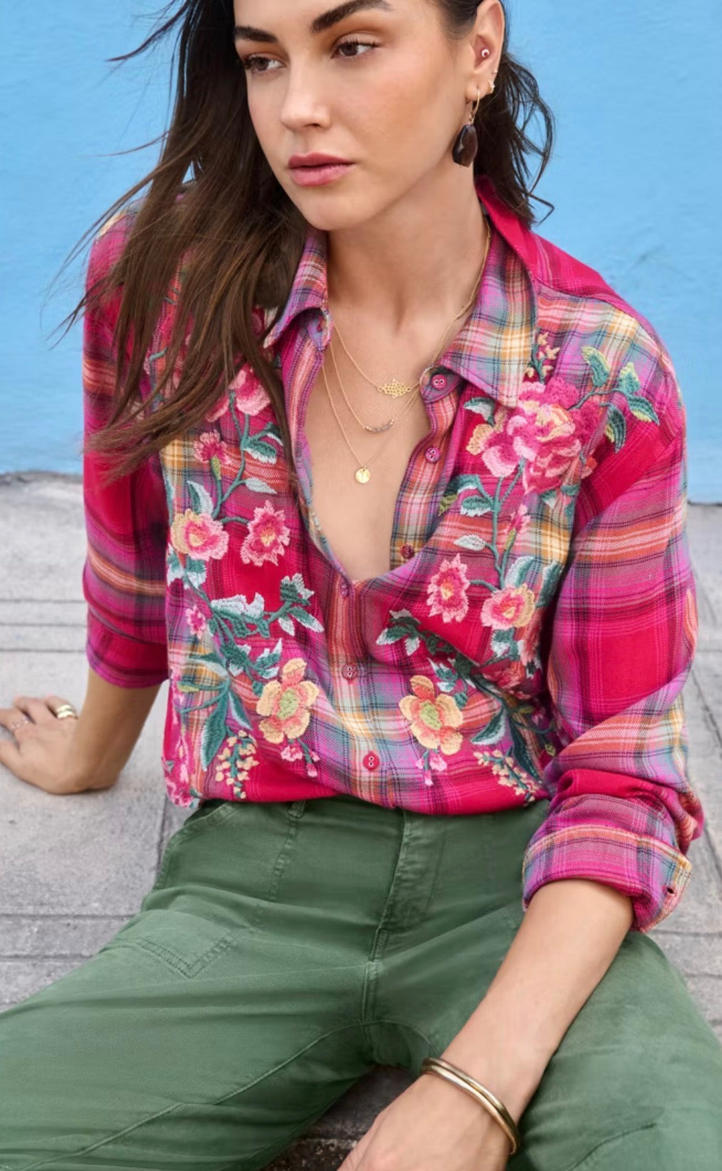 Loren Plaid Top