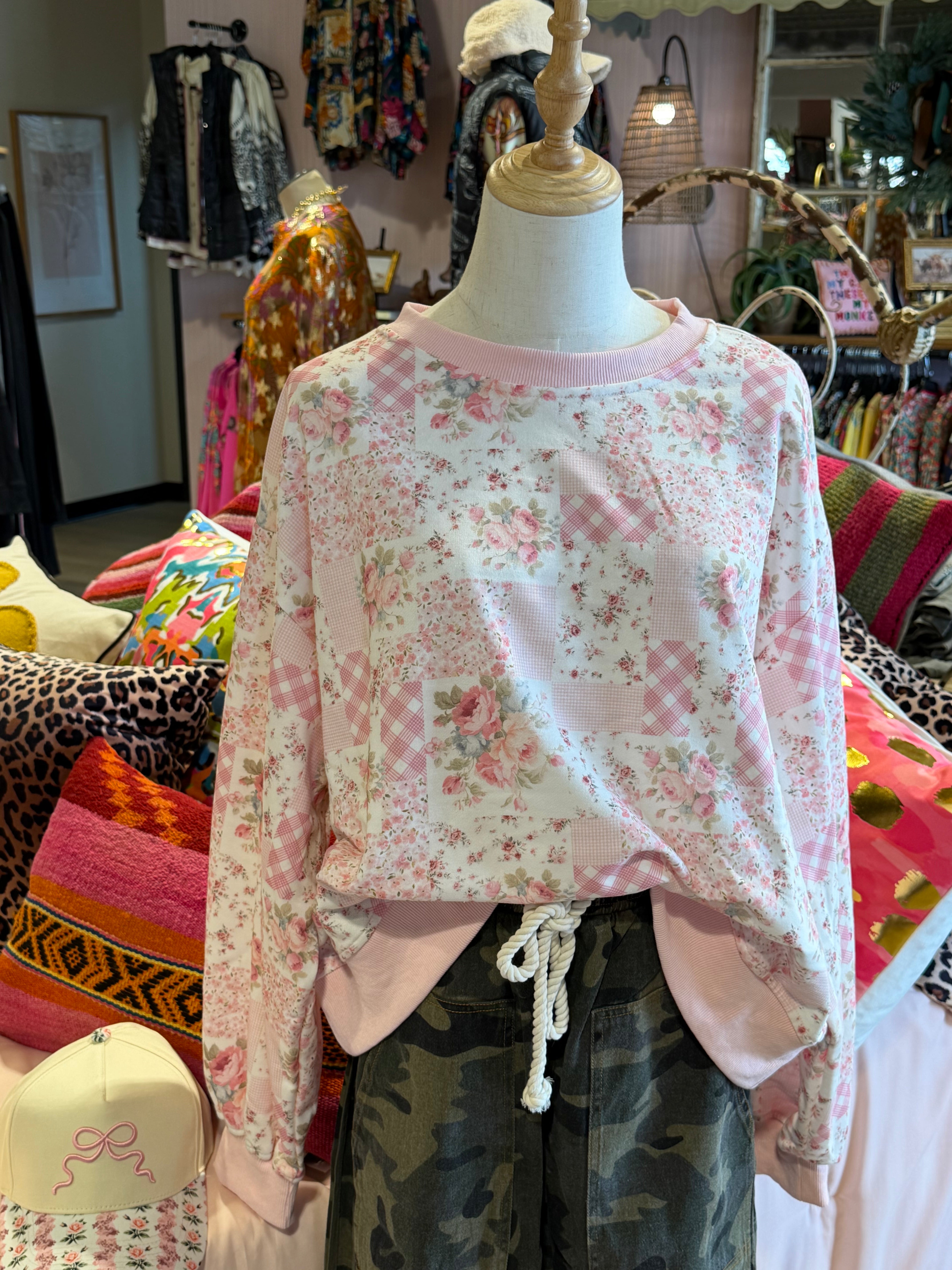 Pink Patchwork Sweatshirt