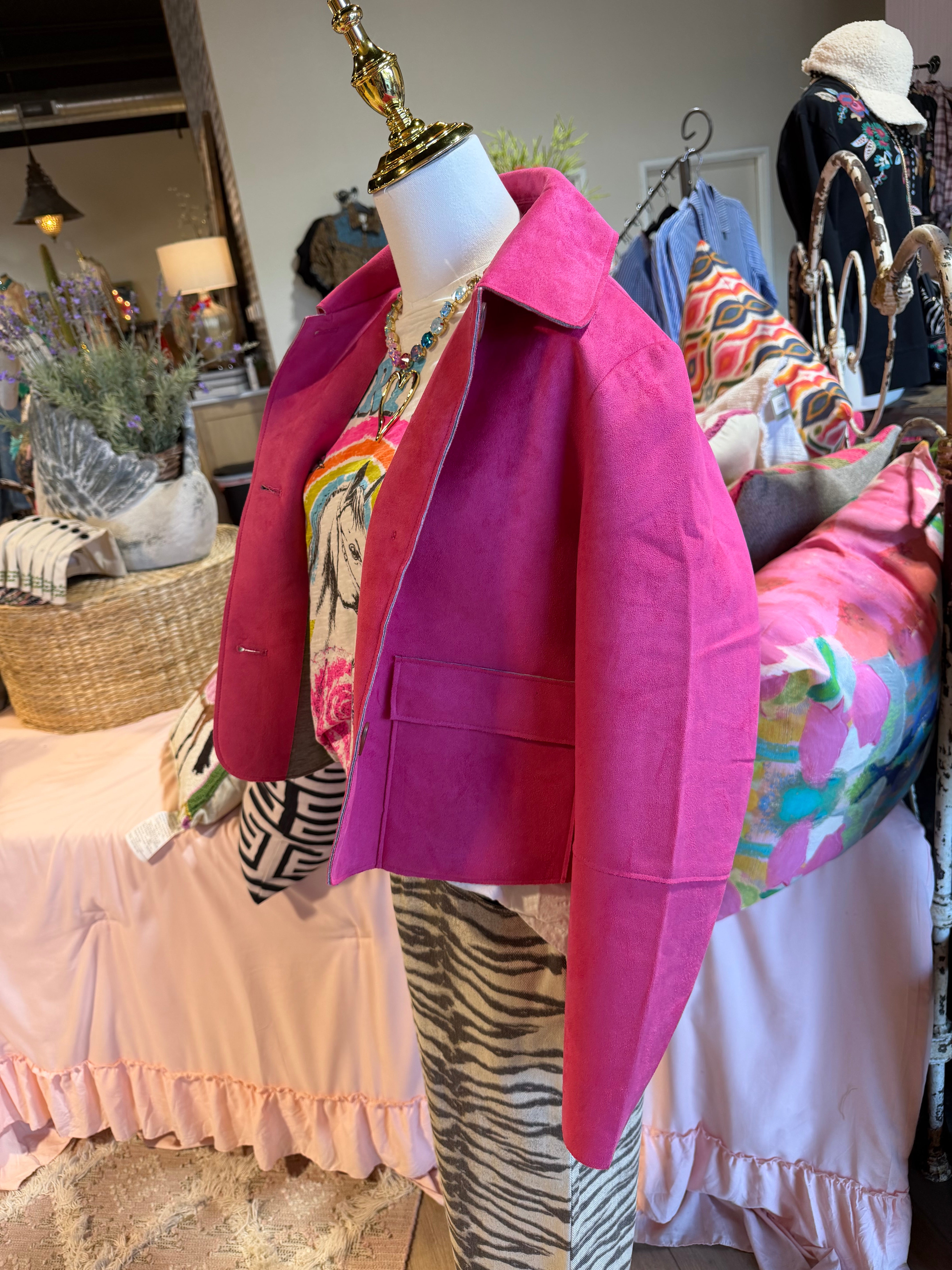 Pink Suede Pocket Jacket
