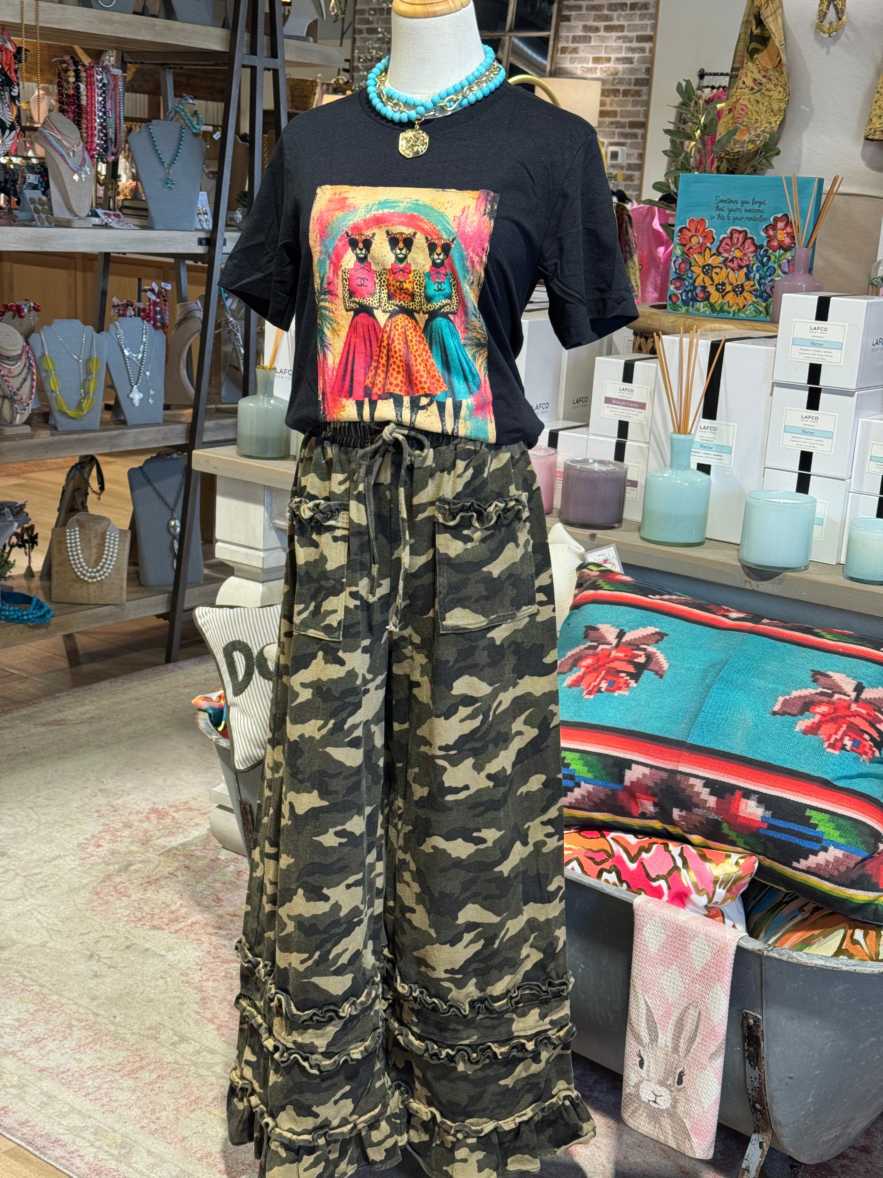 Camo Double Ruffle Jeans