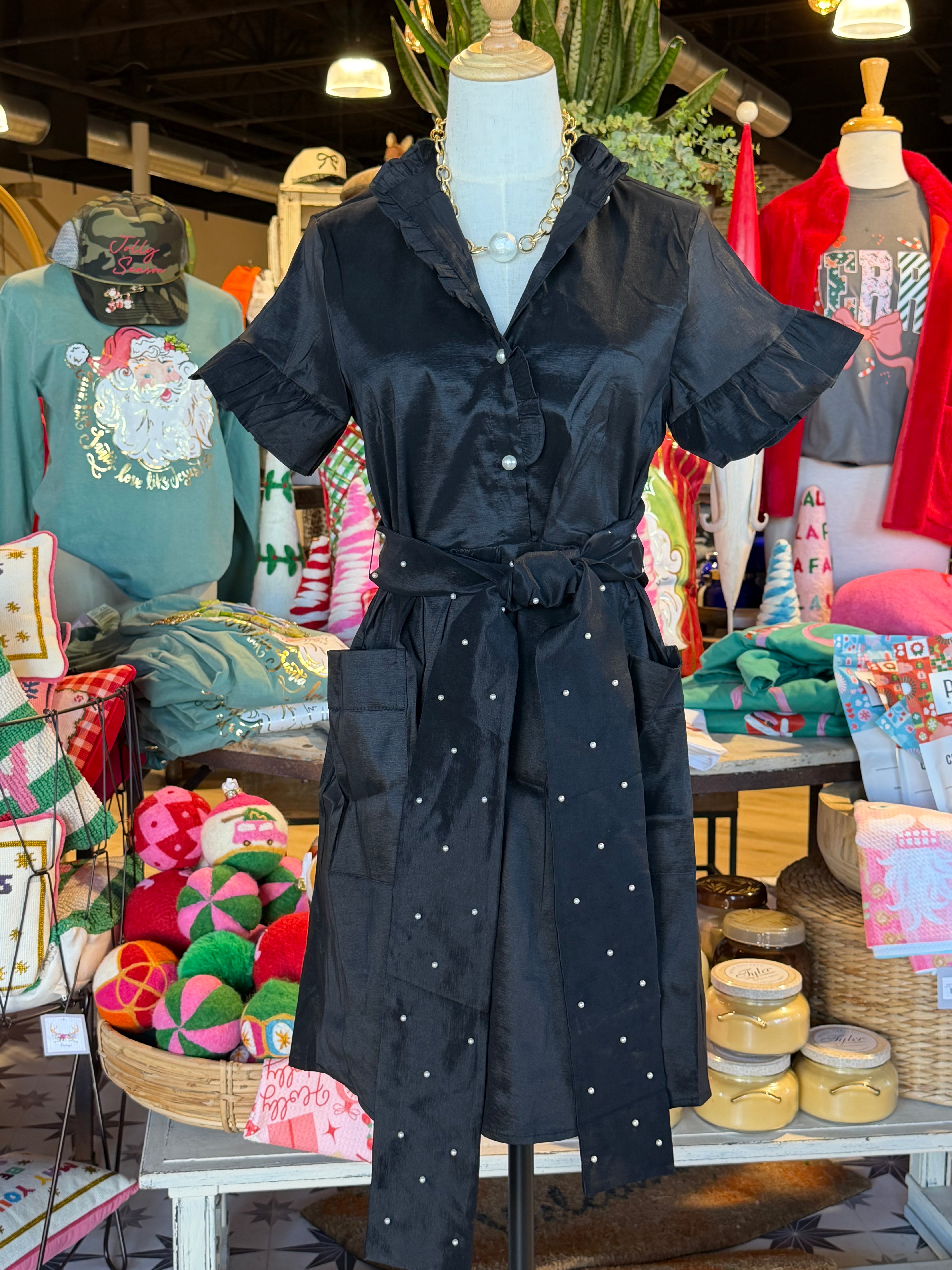 Liv Button Up Pearl Dress