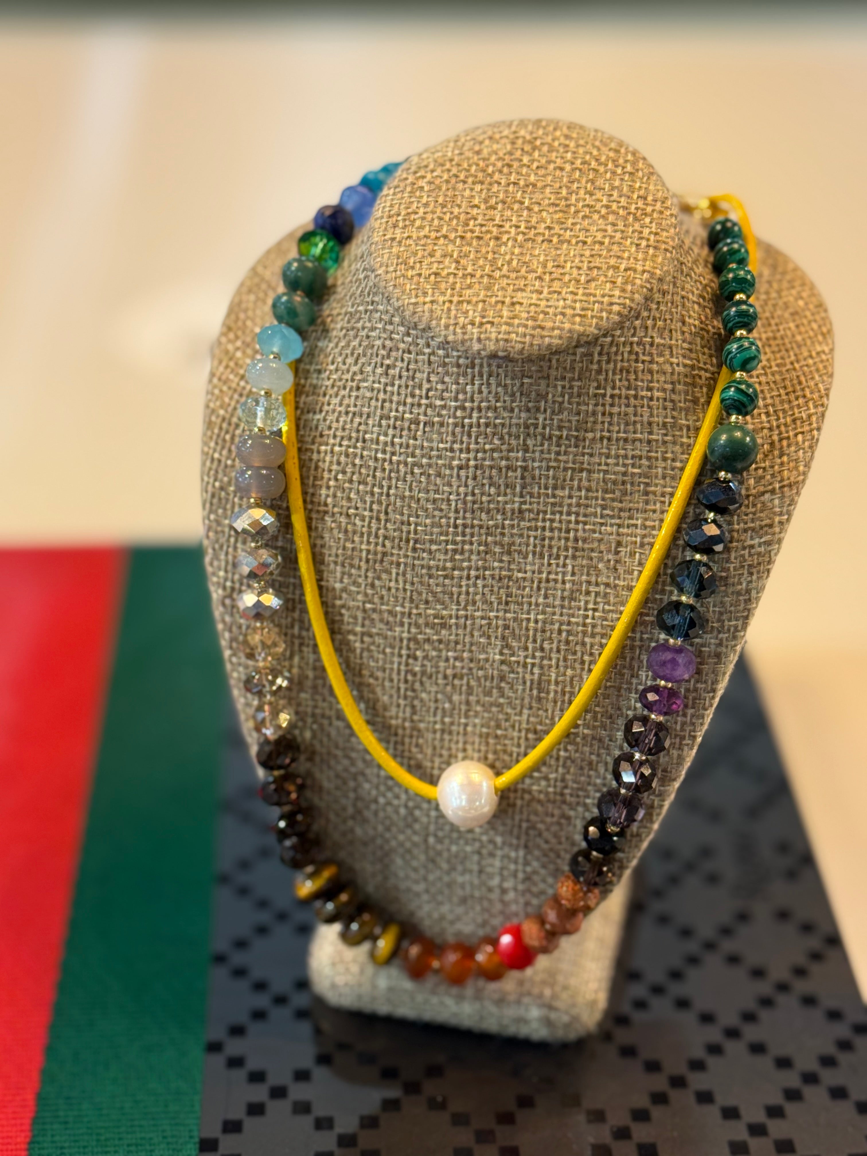 Leather & Pearl Necklace