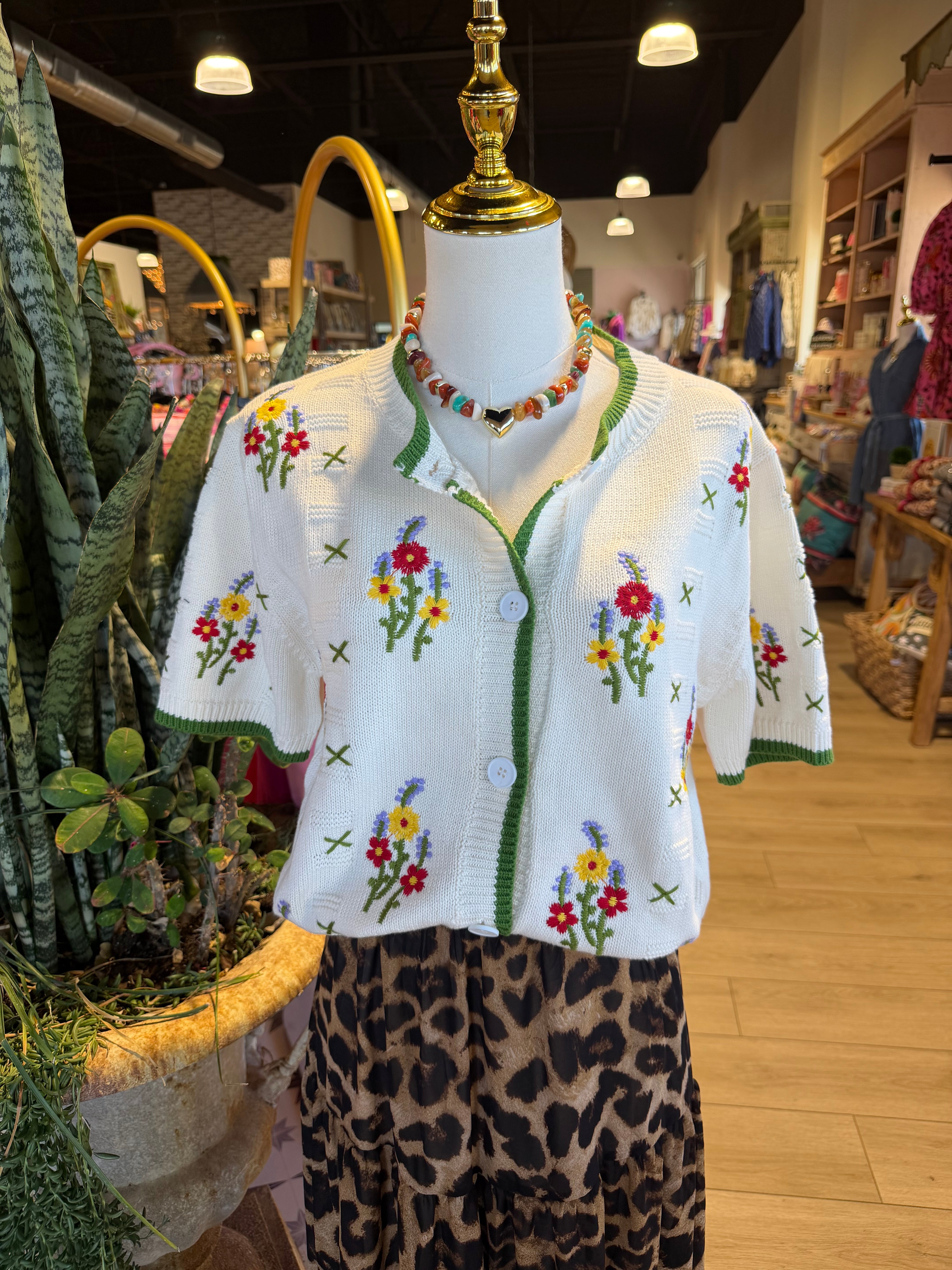 Floral Embroidery Cardigan Top