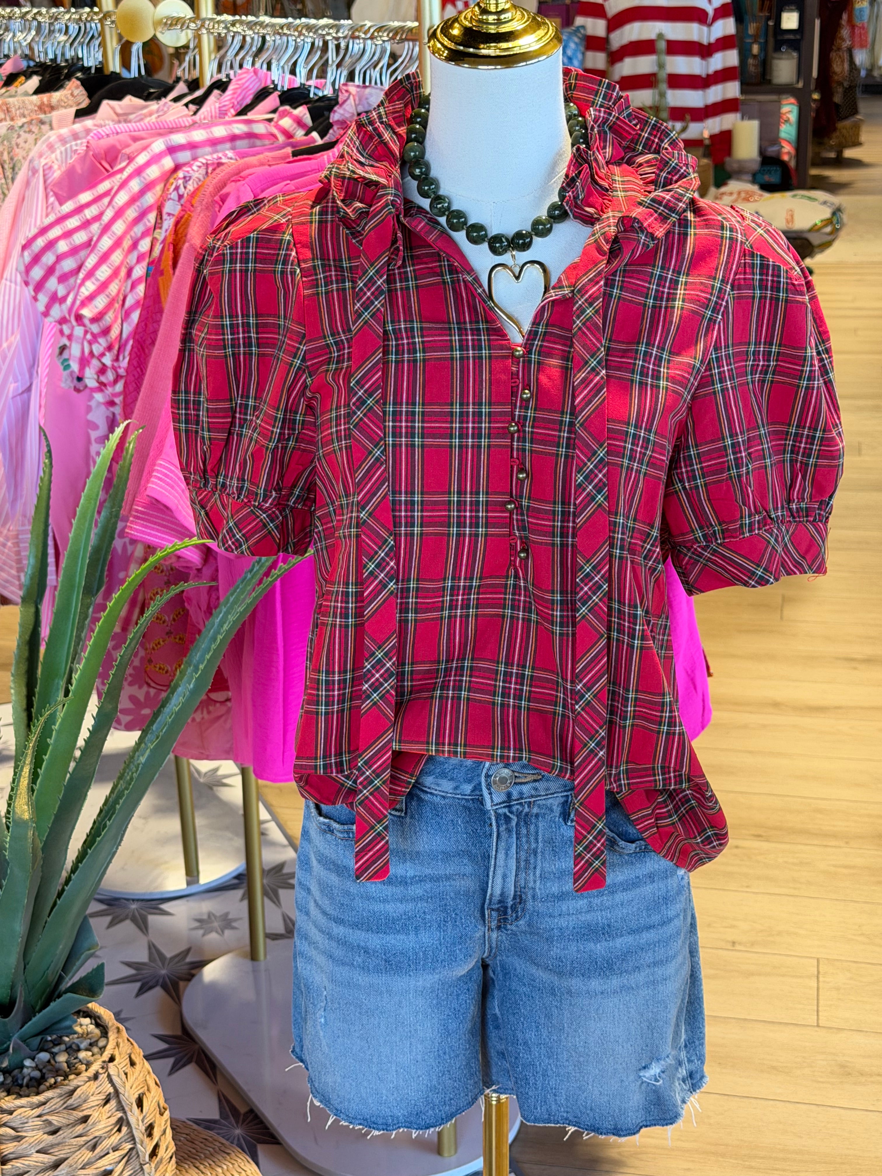 Red Plaid Top