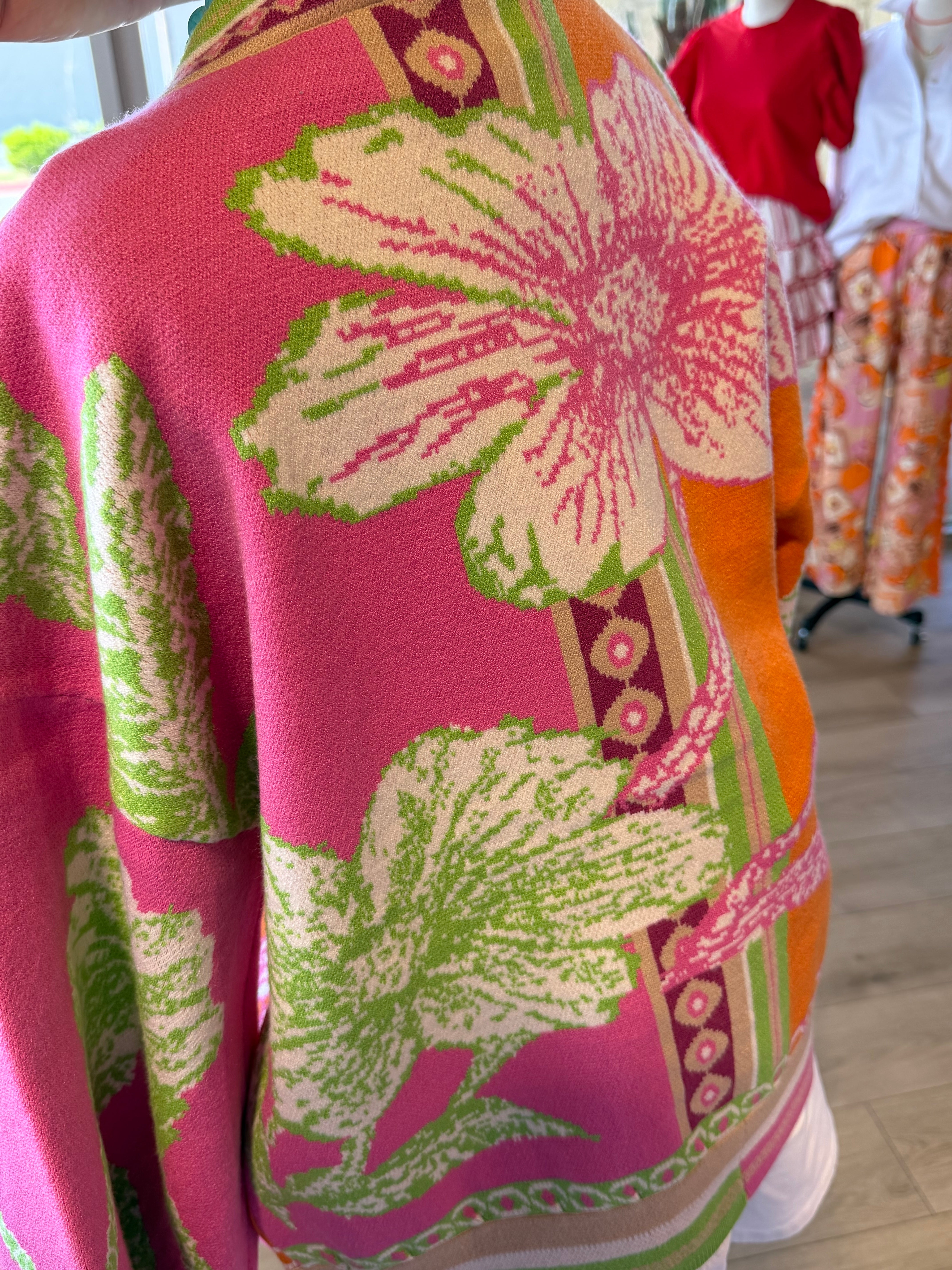 Floral Border Cardigan