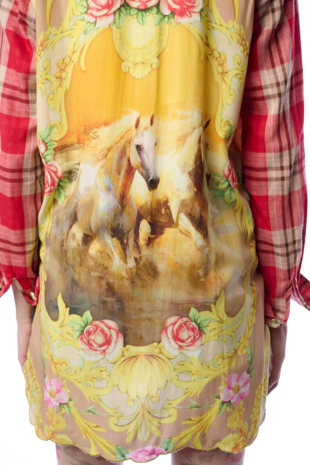 Western Babe Shirt -Plaid Horse Artistic