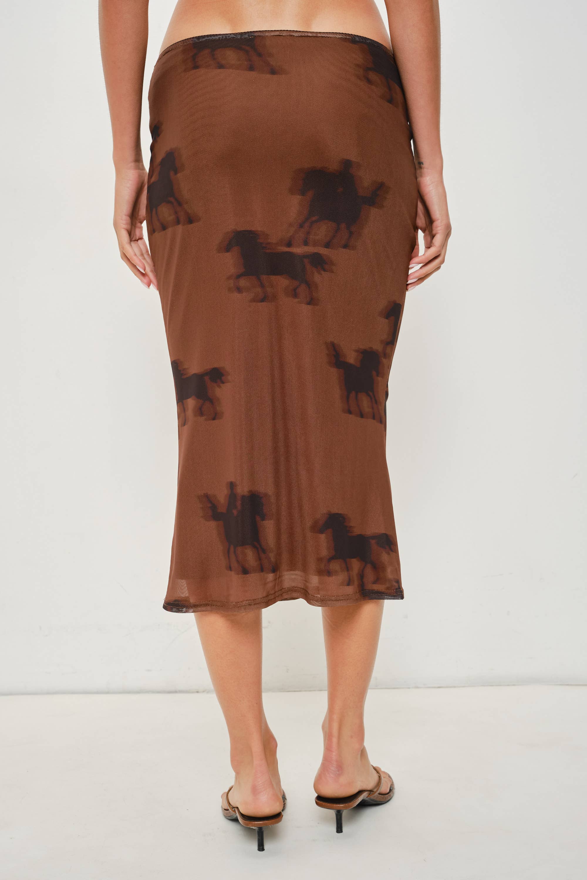 OANA HORSE PRINT MIDI SKIRT