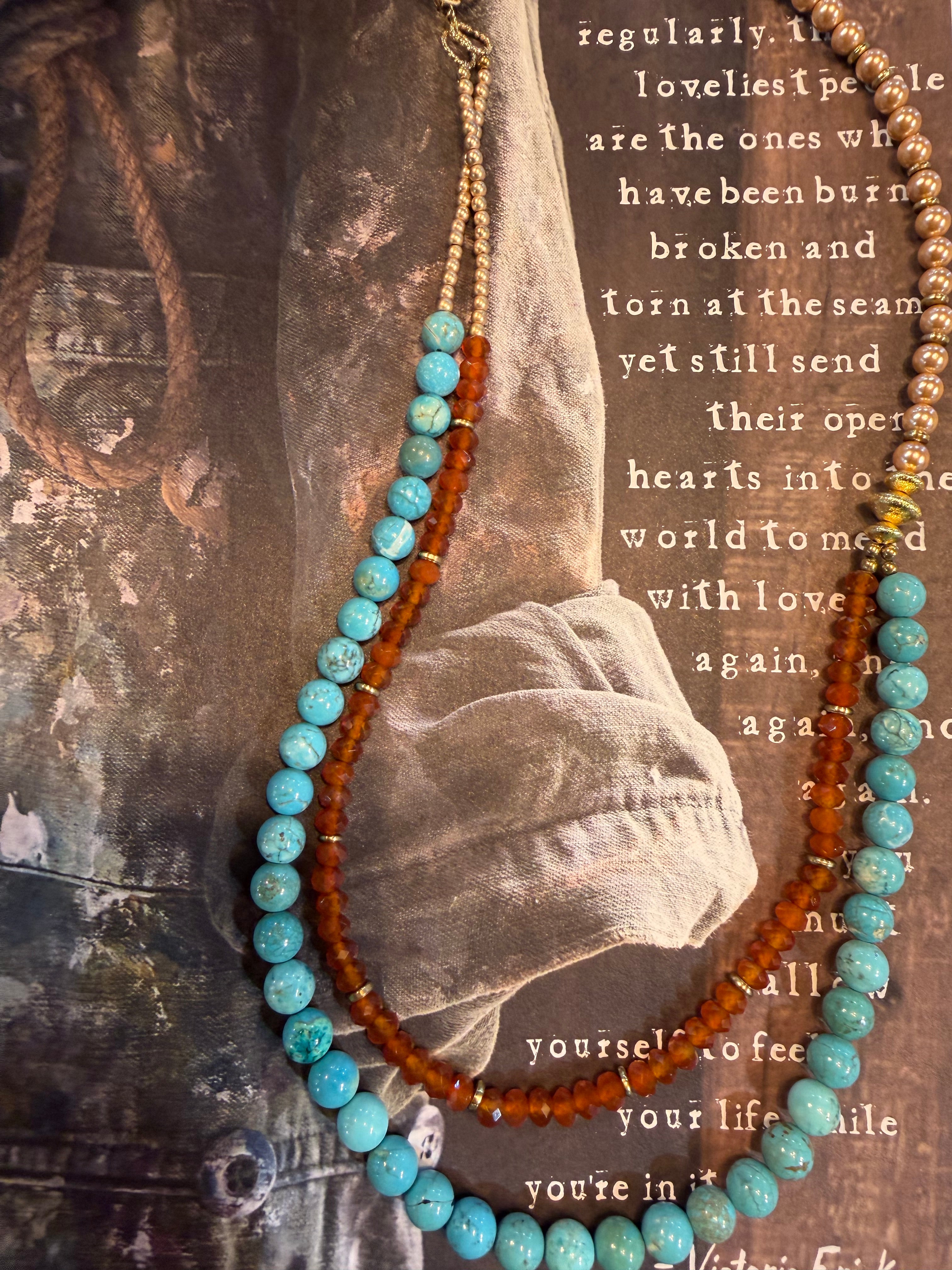 Canyon Blue Turquoise/Orange Carnelian