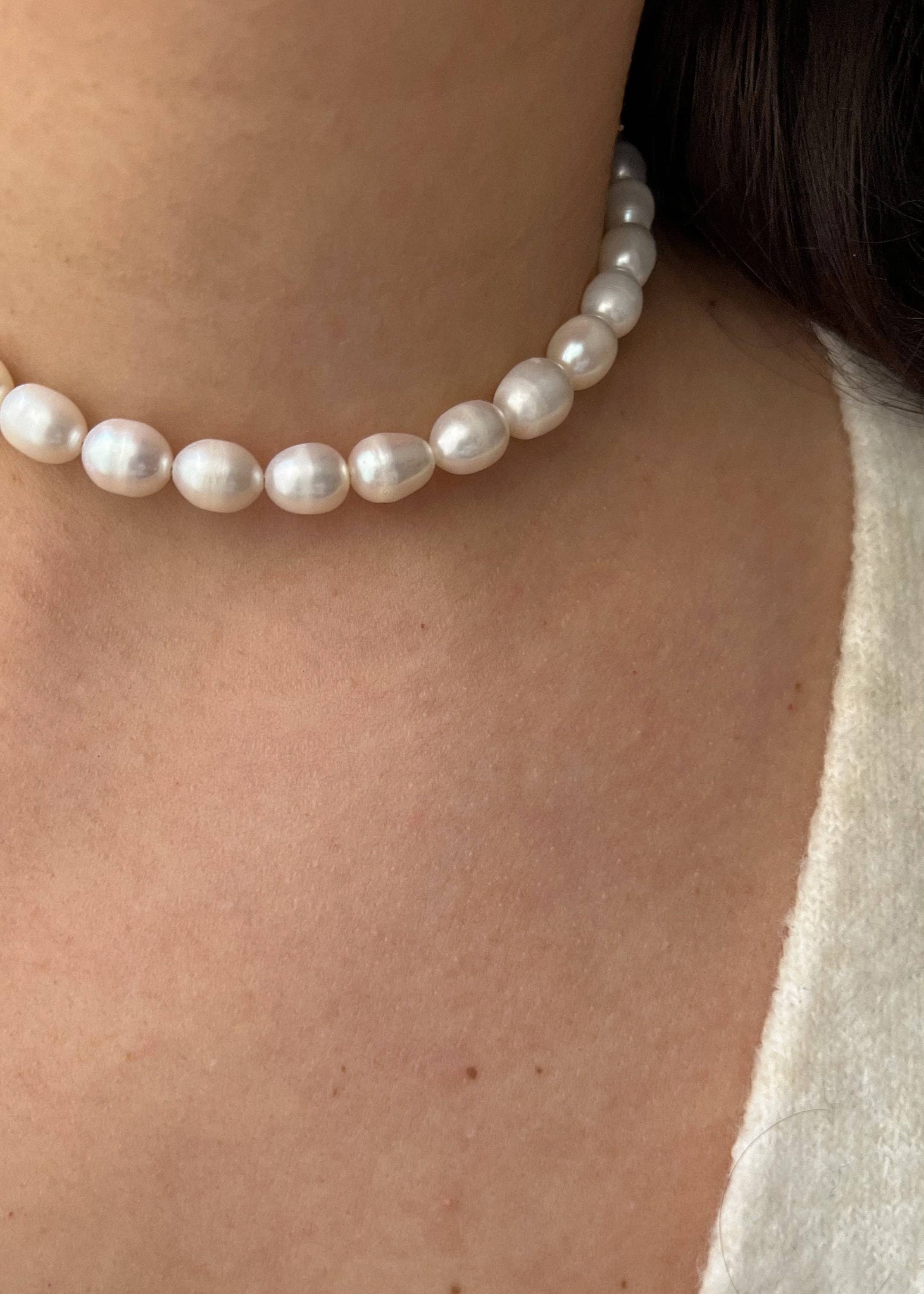 Freshwater Pearl Choker with Silk Ribbon Bow Necklace