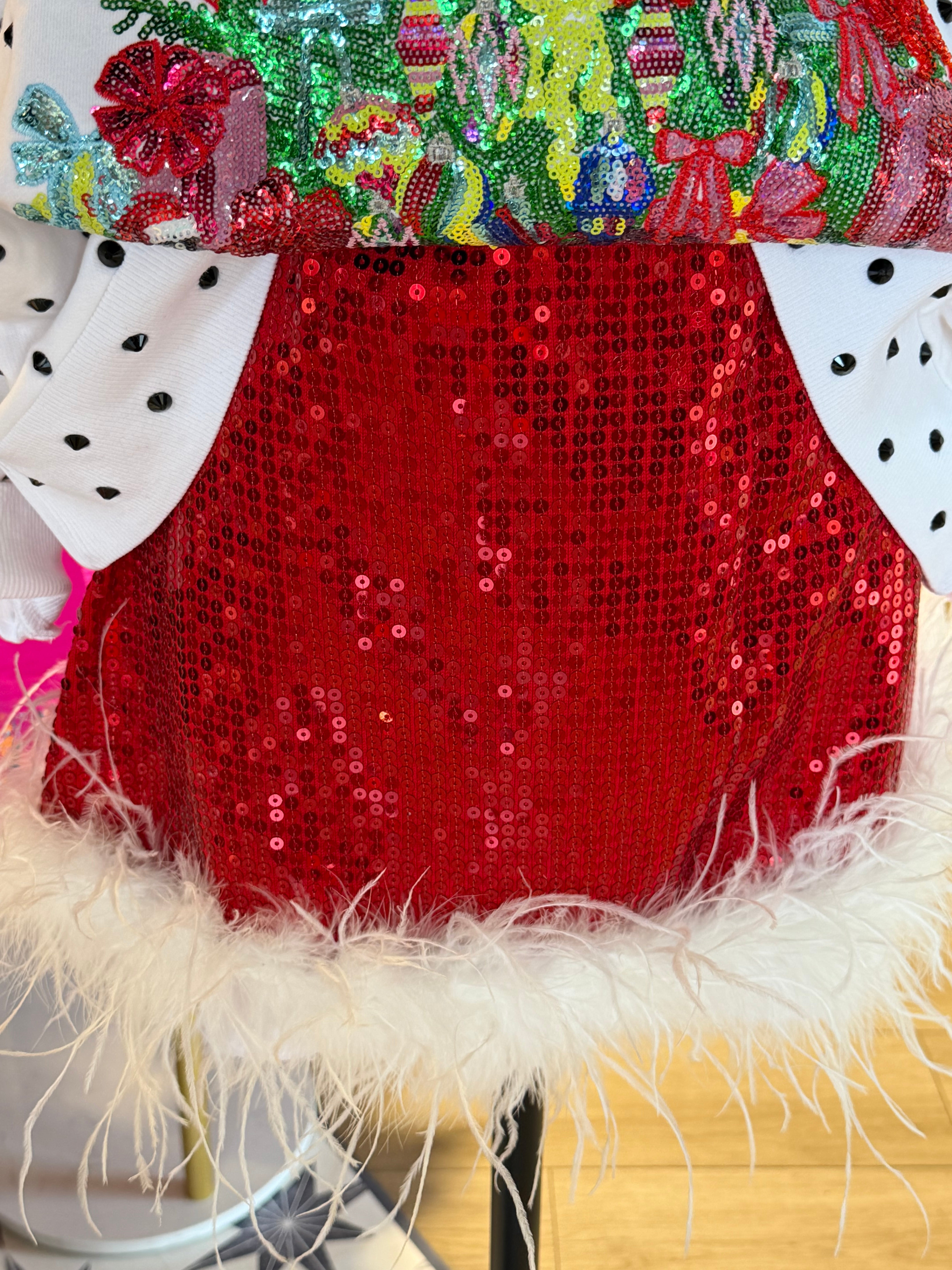Feather Trim Santa Skirt or Top