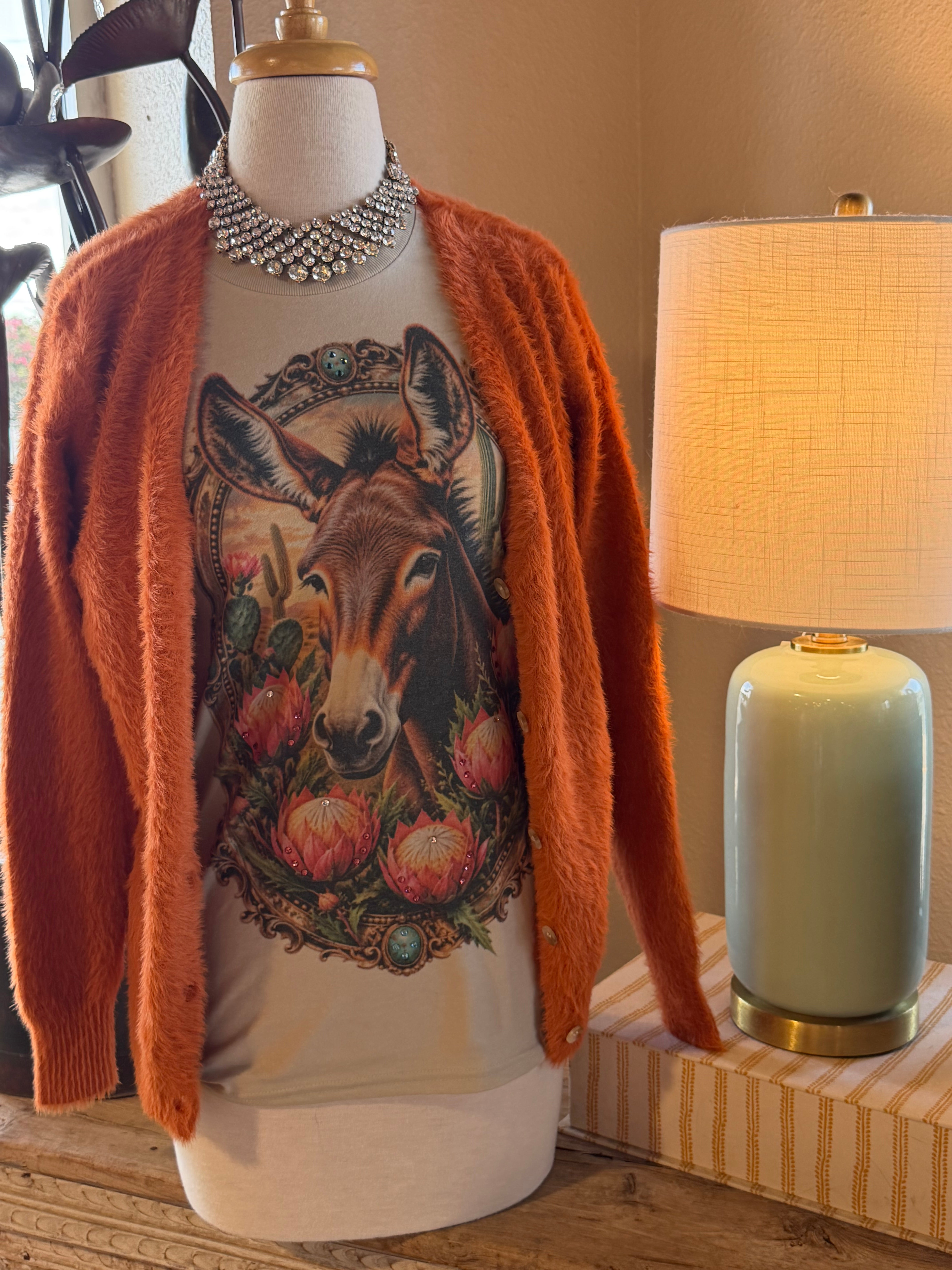 FUZZY BUTTON SWEATER