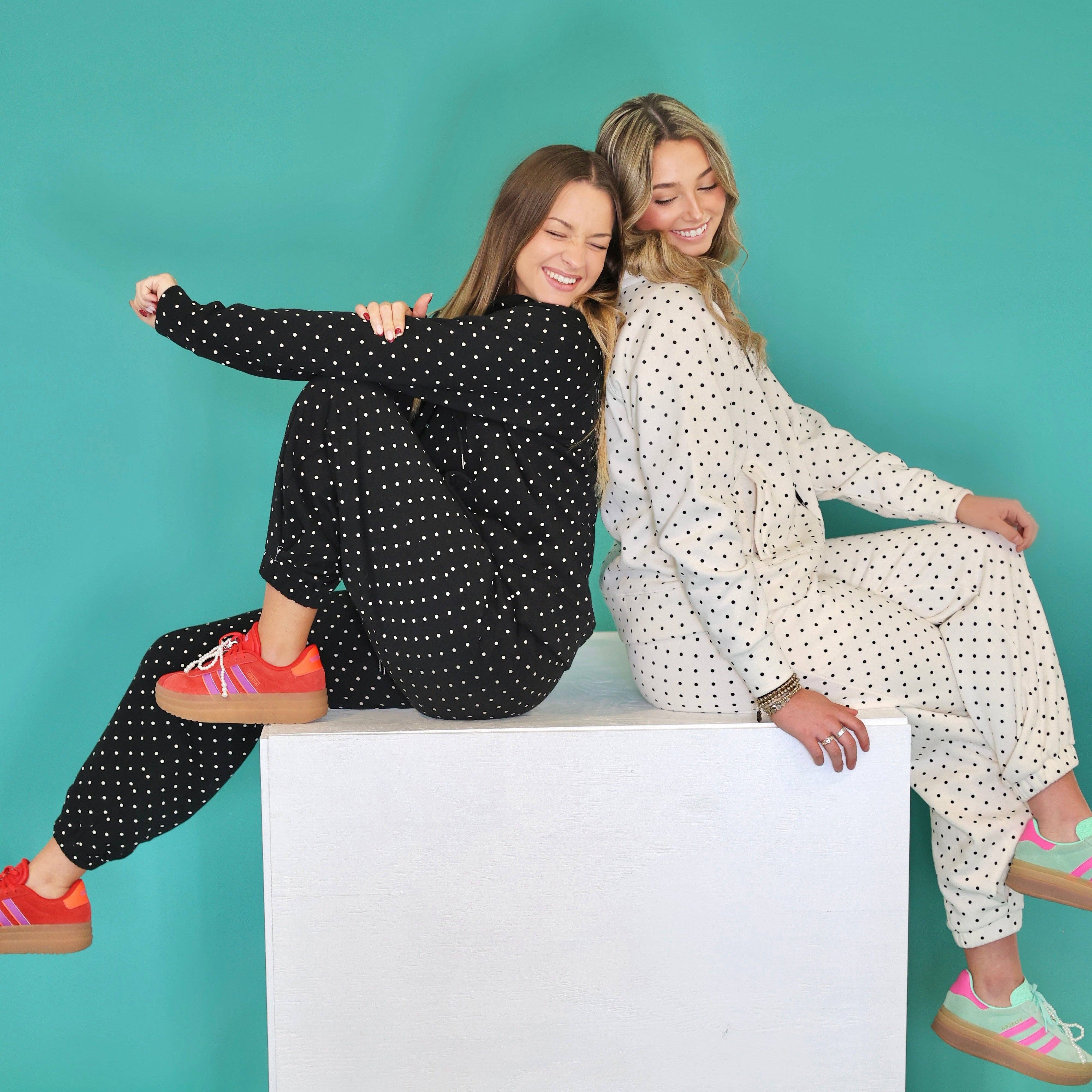 Black Ivory Polka Dot Sweatsuit Set