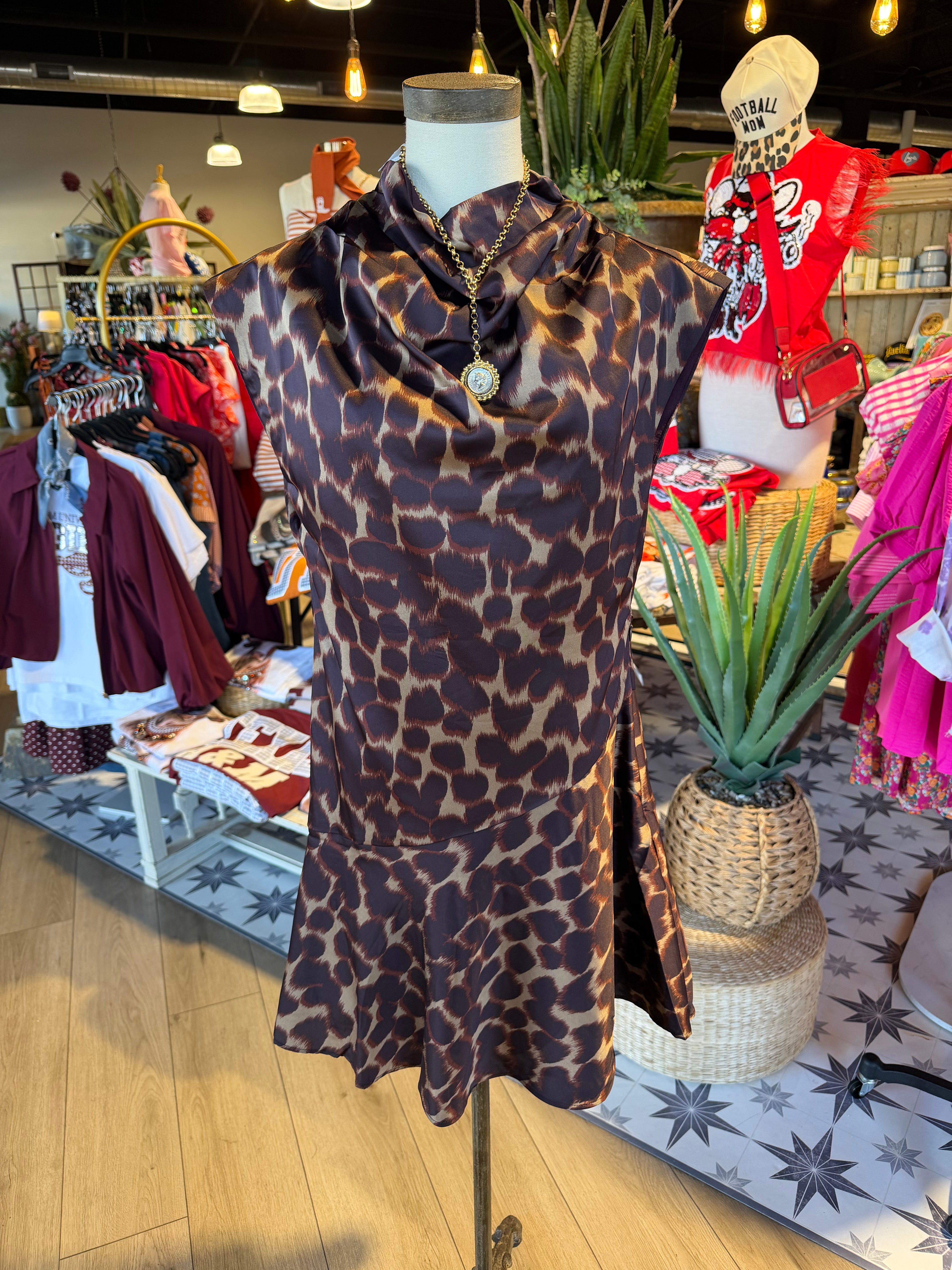 Silk Animal Print Dress