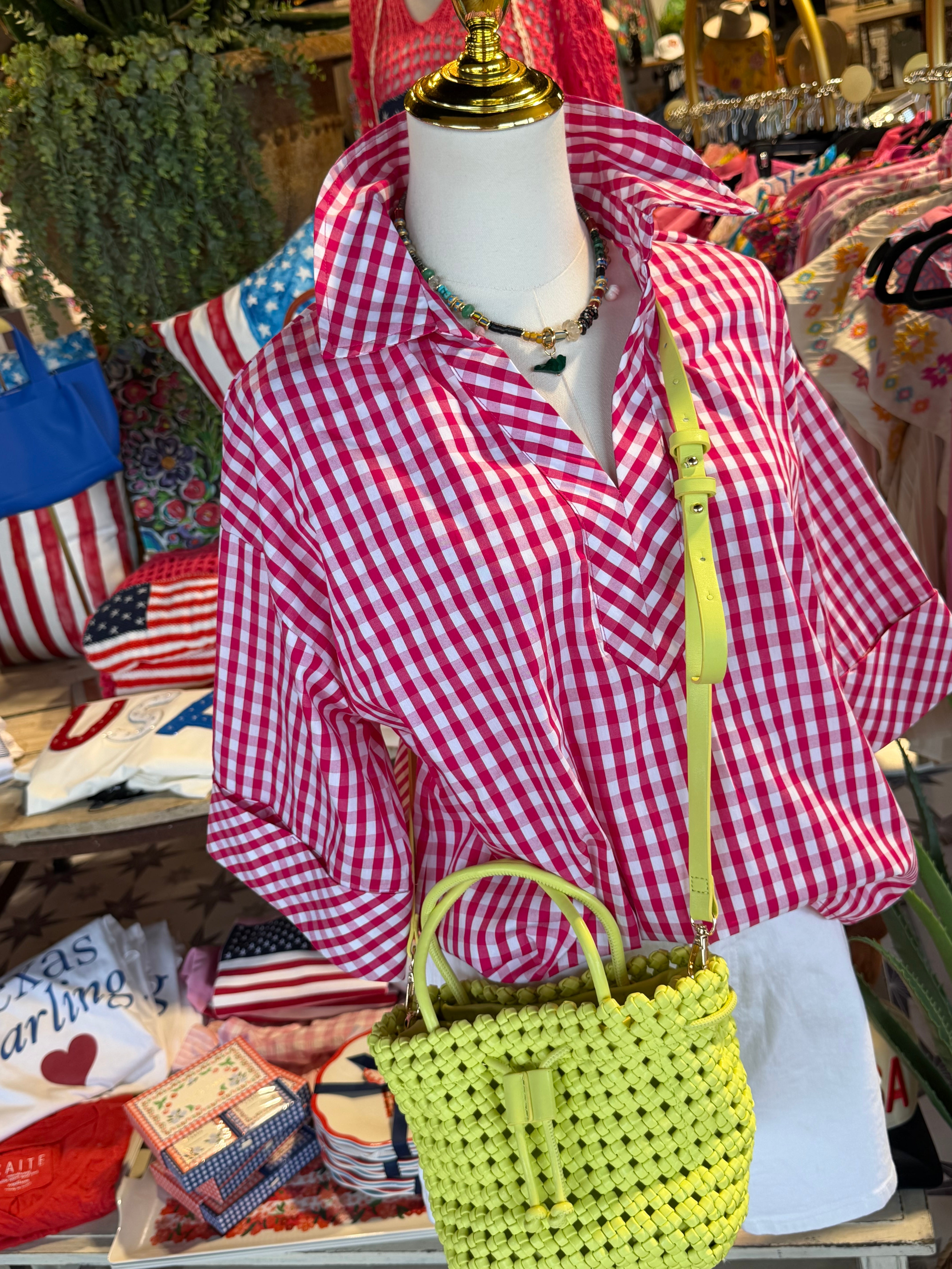 Elizabeth Pink Gingham Top